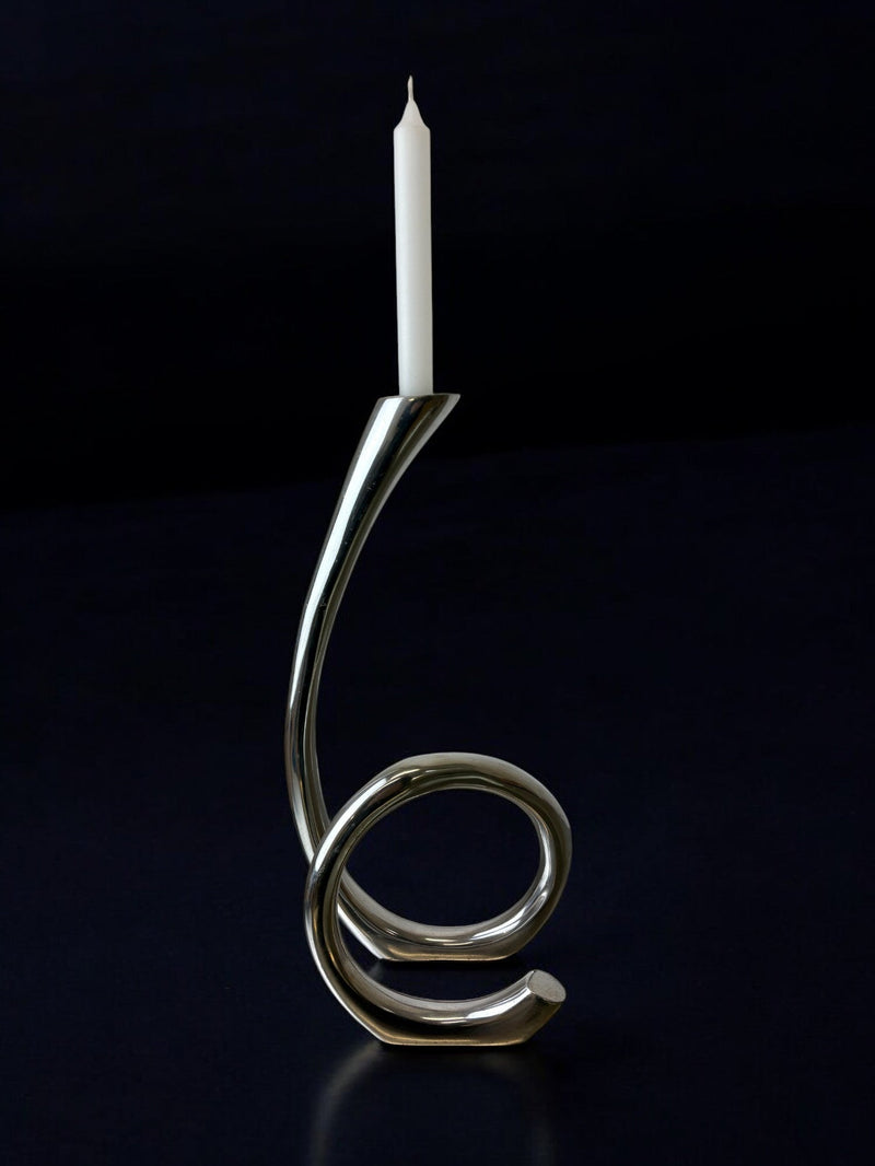 Biomorphic Candleholder, Spain, 1970s by Malamar Studio | The Oblist — polished metal, vintage design