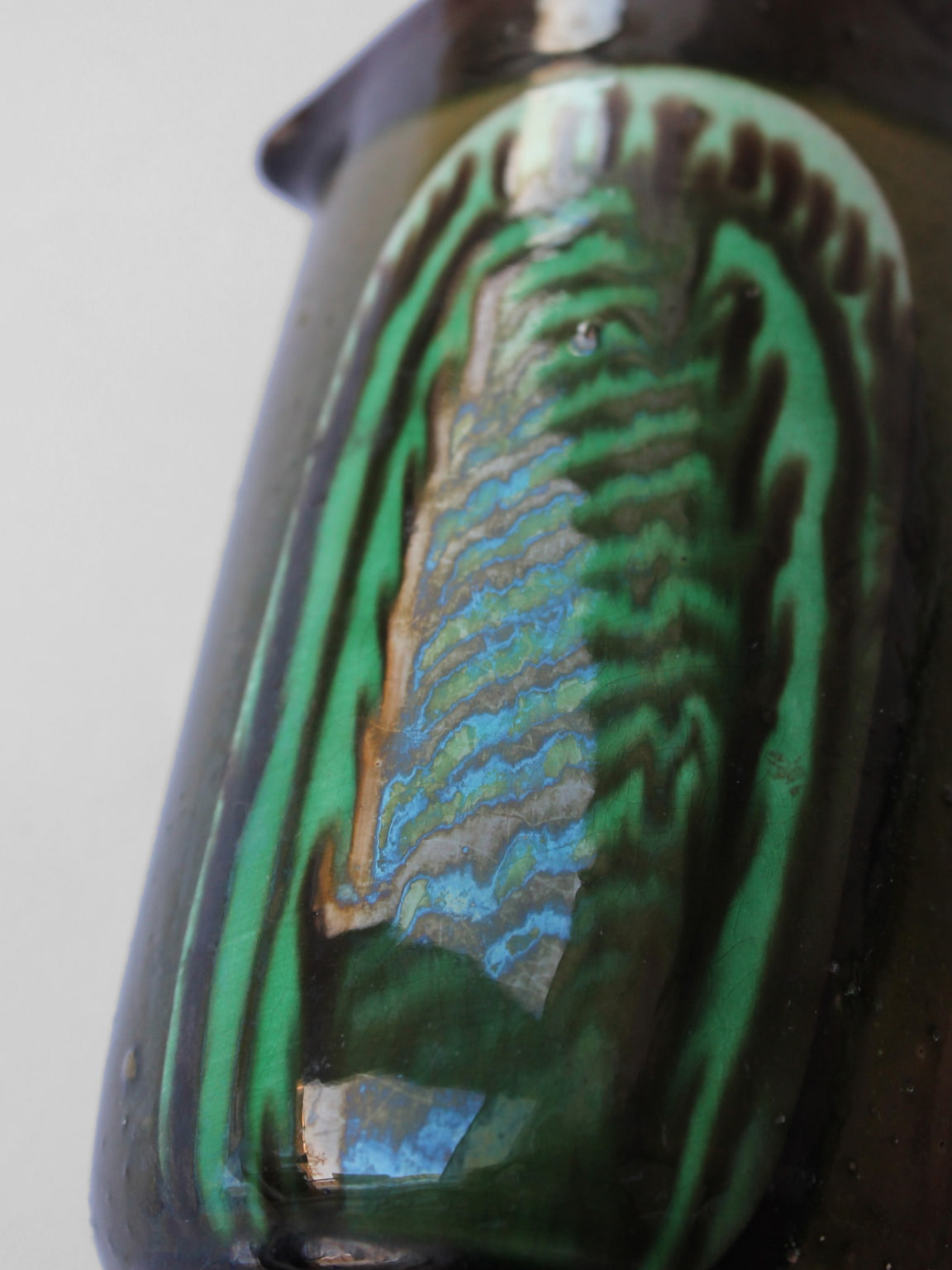 Green Glaze Vintage Ceramic Pitcher