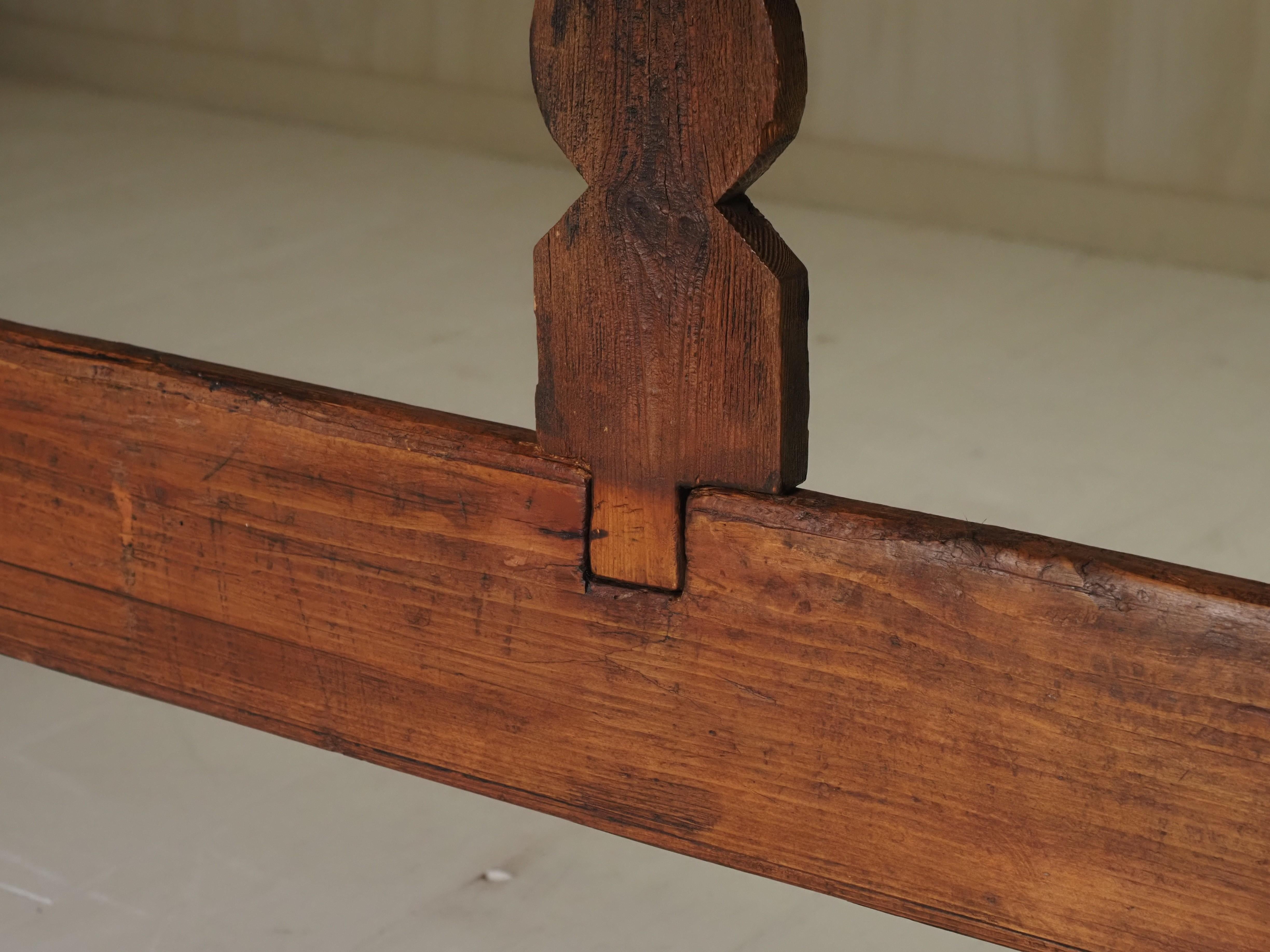 19th Century X-Frame Trestle and Cross Stretcher Base Table — additional view
