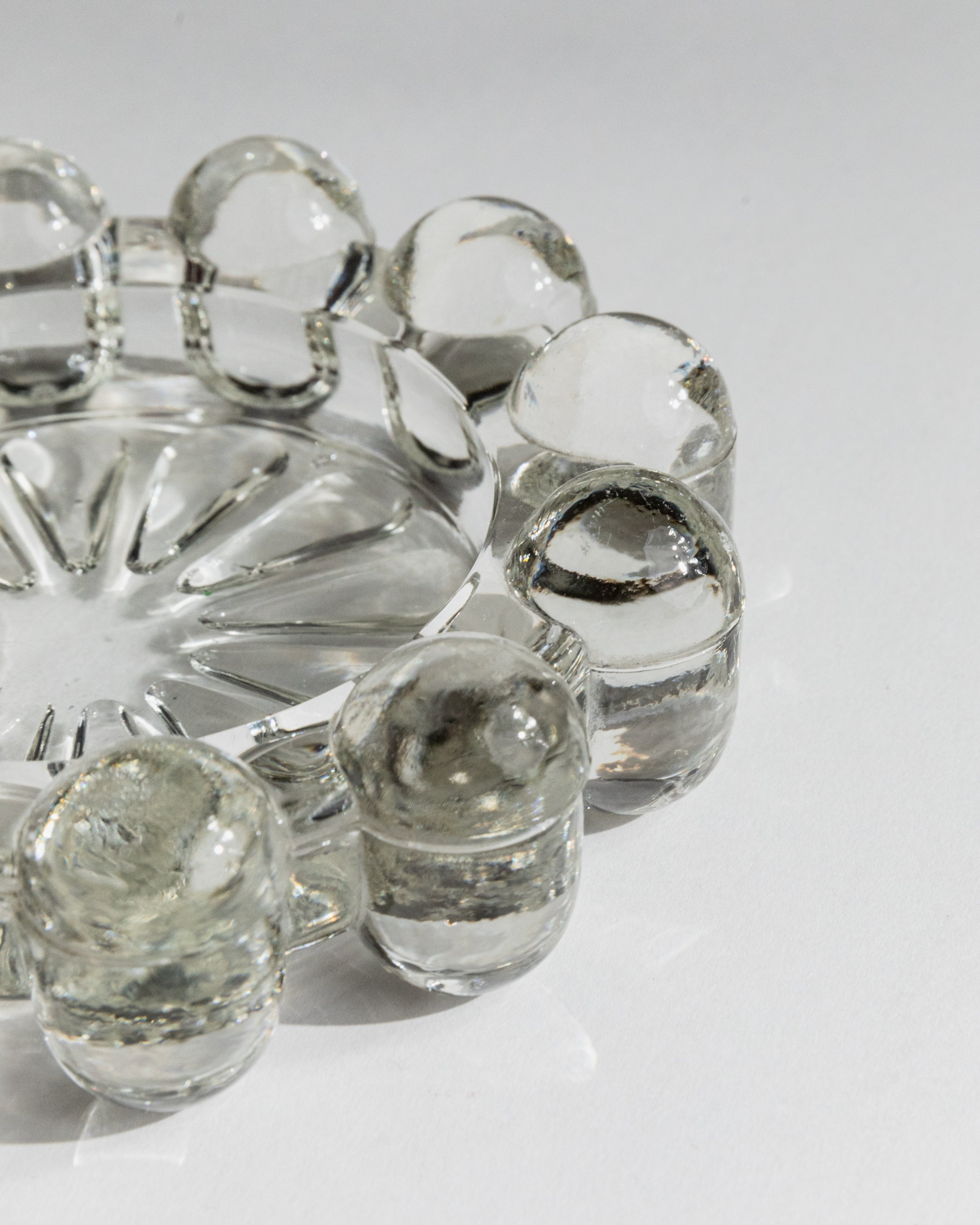 Close-up detail of Italian art glass ashtray cylindrical rests