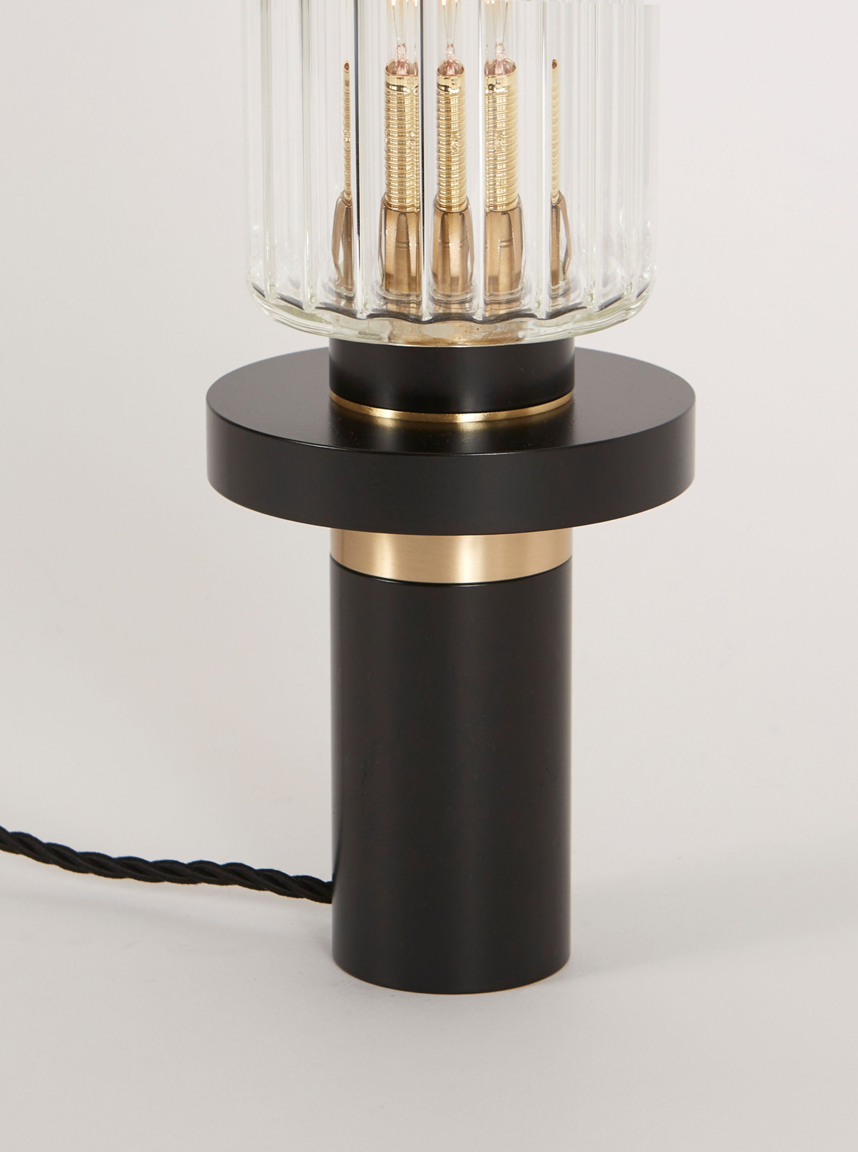 Alexandre Table Lamp — back view showing black base and glass shade