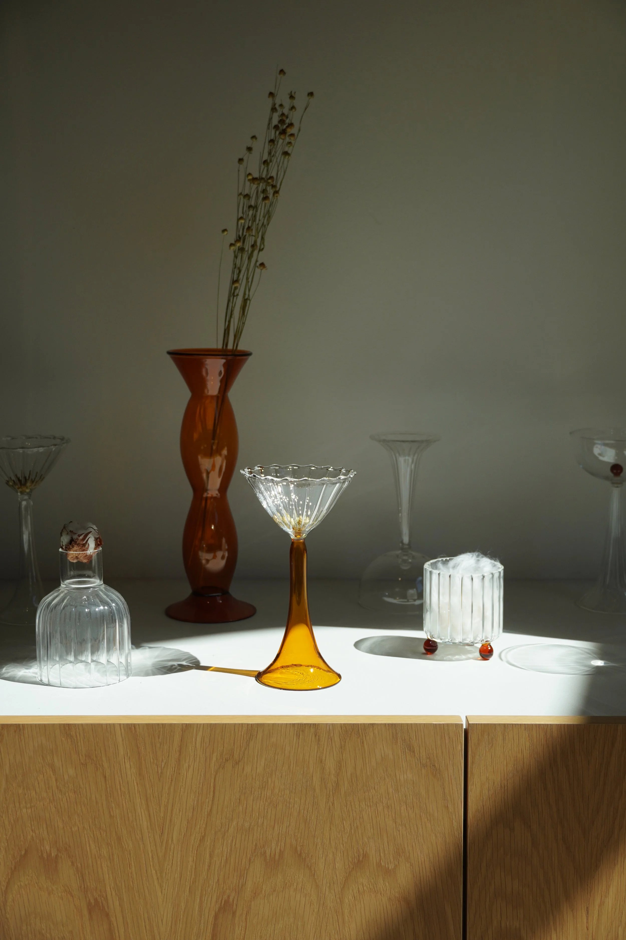 High Spirits — Hand-blown Lowball Glass in Red Amber — close-up