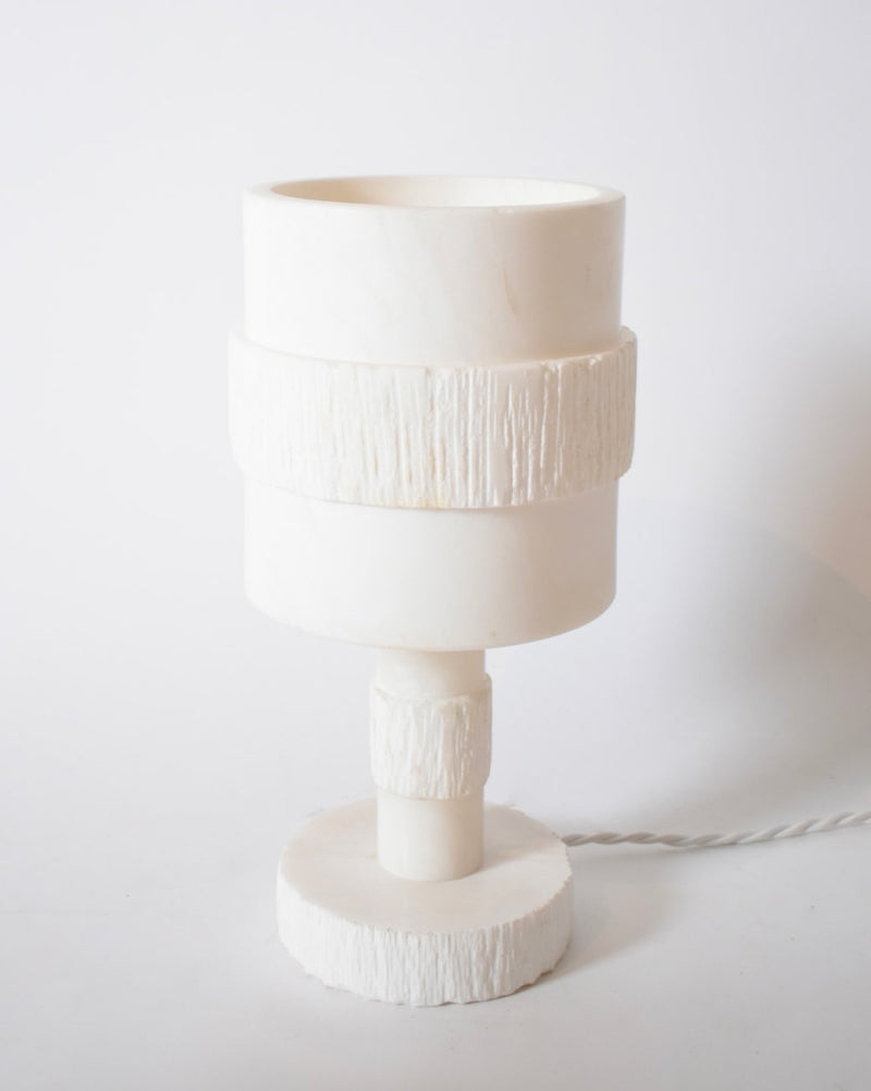 Alabaster Table Lamp, 1970s by Barracuda Interiors | The Oblist — white alabaster material