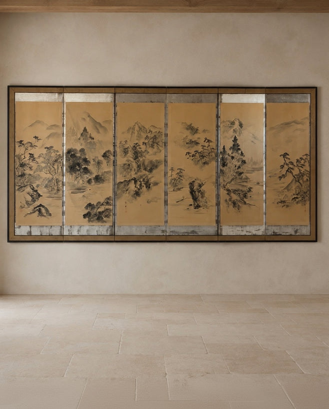Monumental Japanese Six-Fold Byōbu Screen, Late Edo to Early Meiji Period