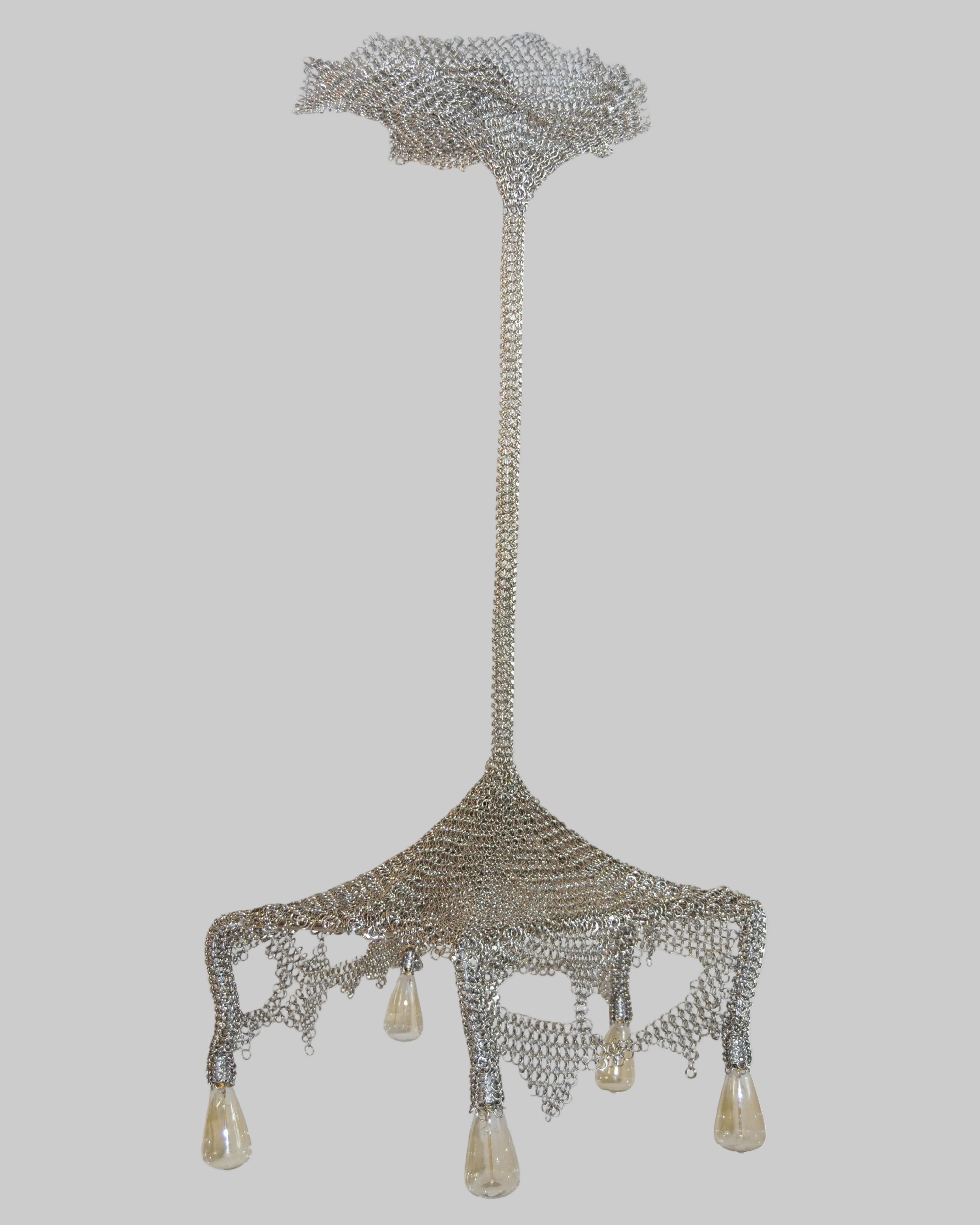 Chainmail Cobweb Chandelier - Pendant Light in Metal and Steel