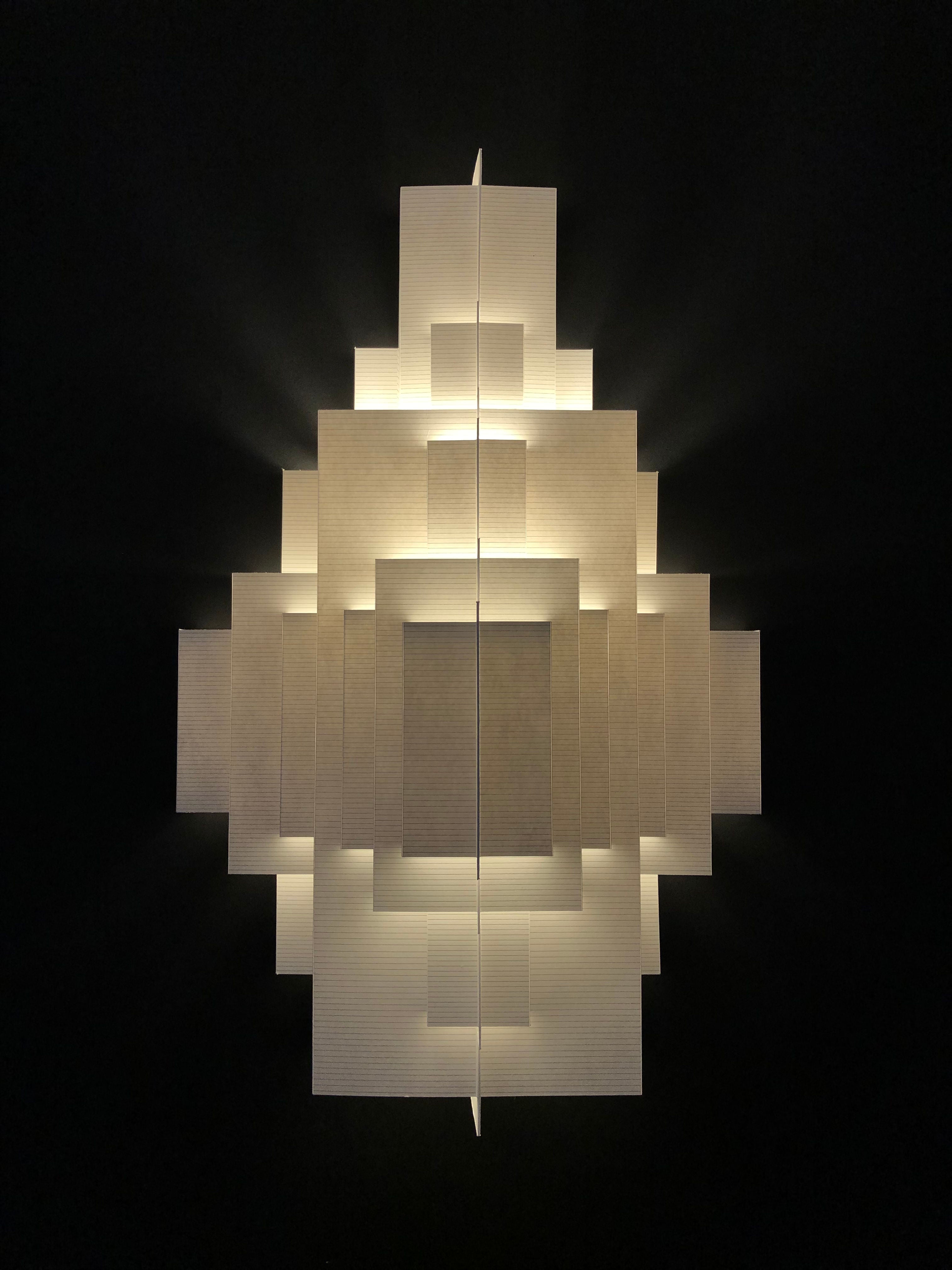 Cloud City Wall Lampshade — back view showing layered white design