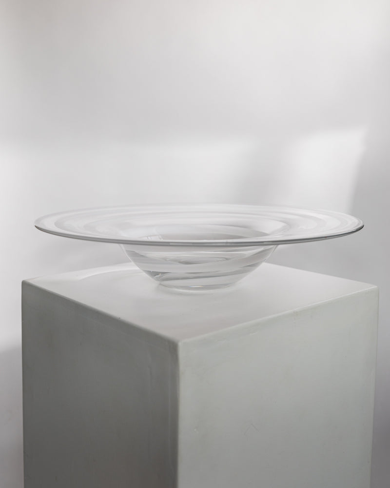 Clear Murano glass bowl with wide rim, Italian 1970s vintage