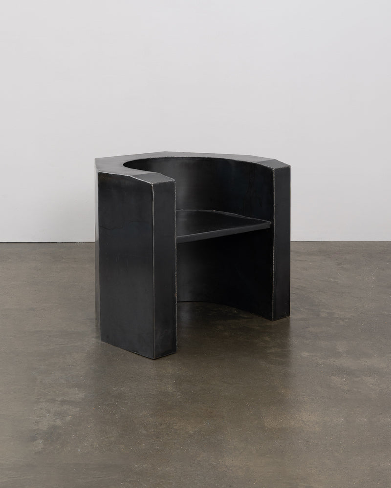 Vintage Brutalist Metalwork Armchair in Steel by Tom Bogle | The Oblist — handcrafted black steel design