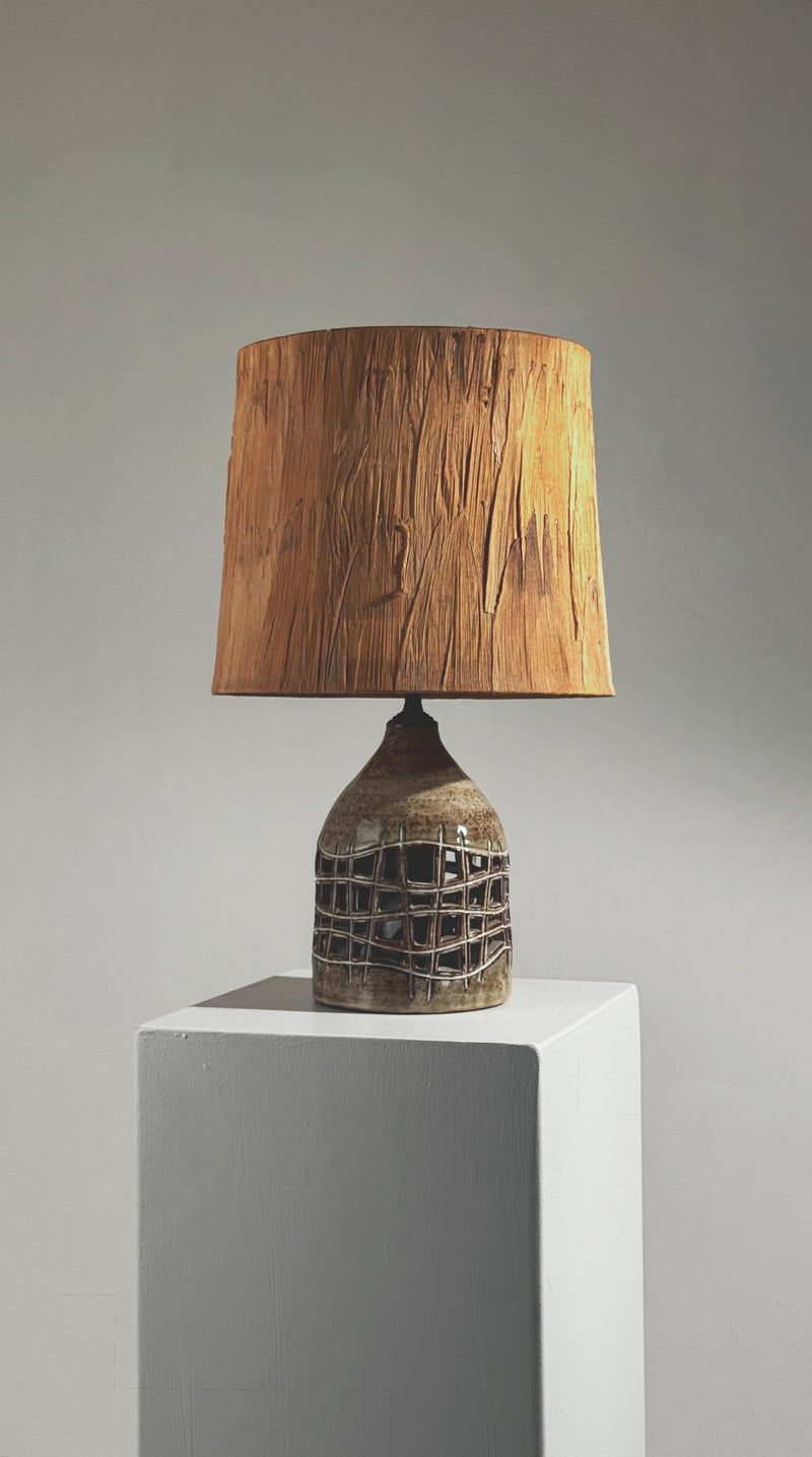 Pierced ceramic lamp by Robert Pérot | The Oblist — earthy tones, vintage design