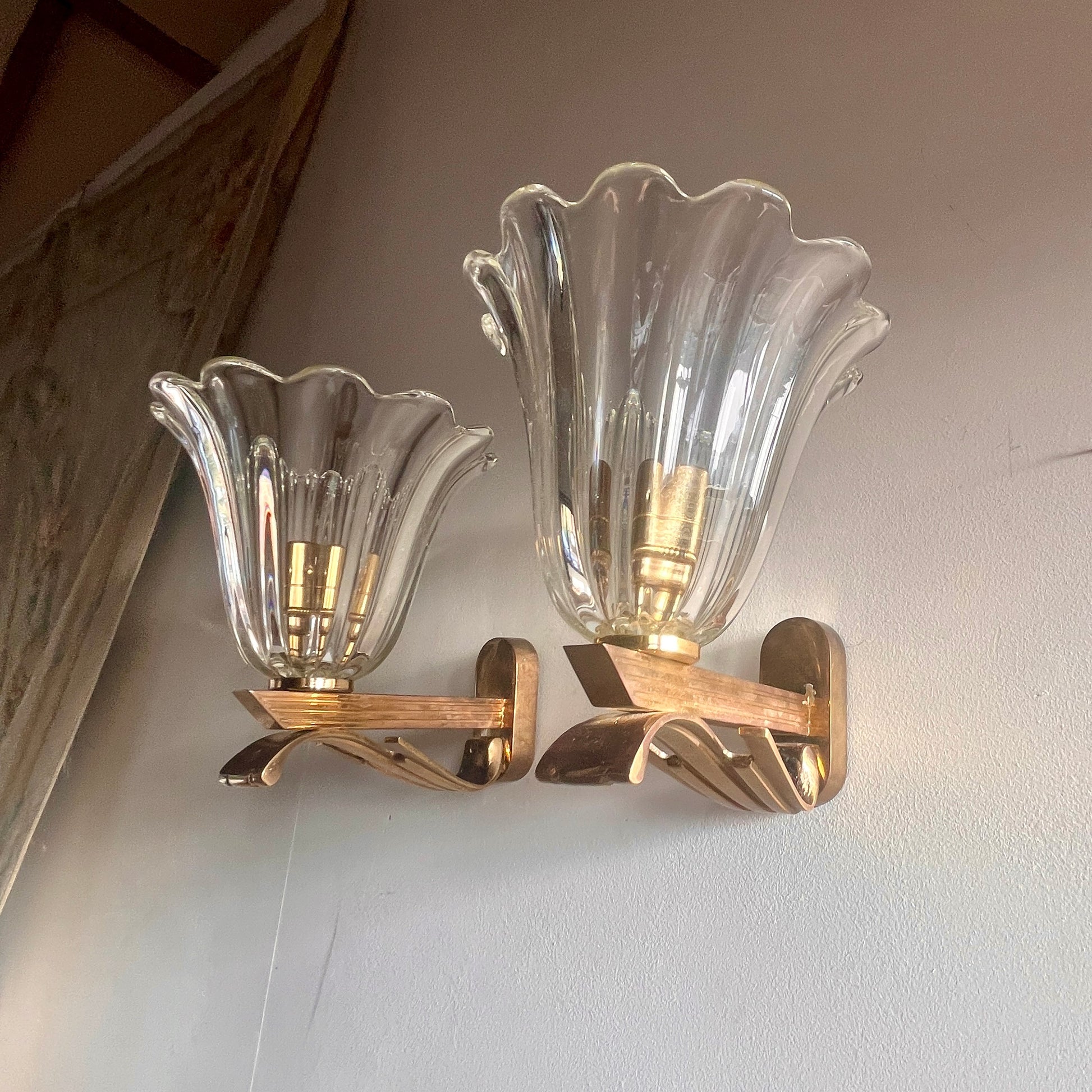 Pair of Murano Glass Wall Lights, Attr. Barovier & Toso, Italy c.1960 — in context