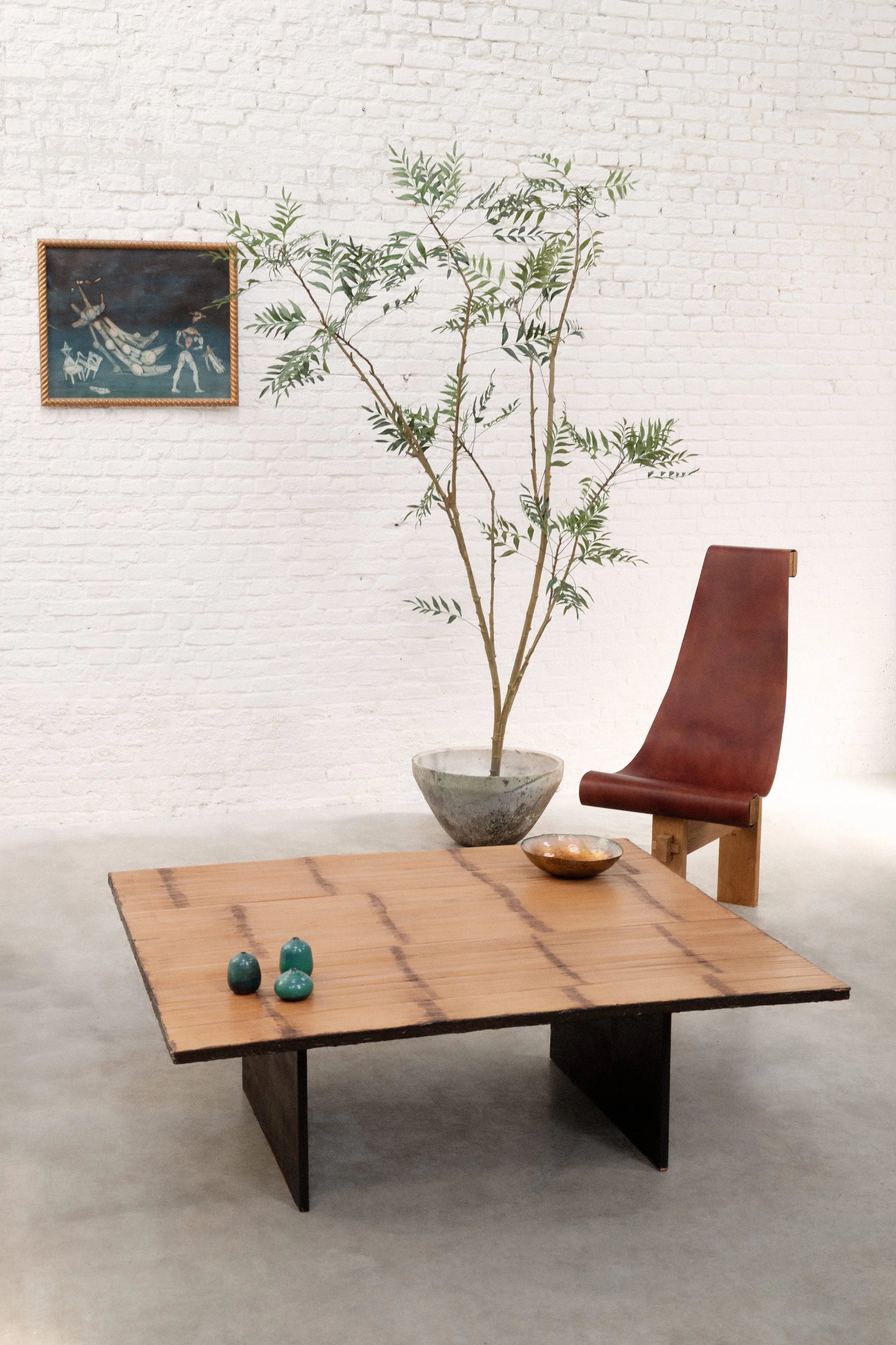 Bamboo Coffee Table Attributed to Axel Vervoordt, Belgium, 1980s — close-up