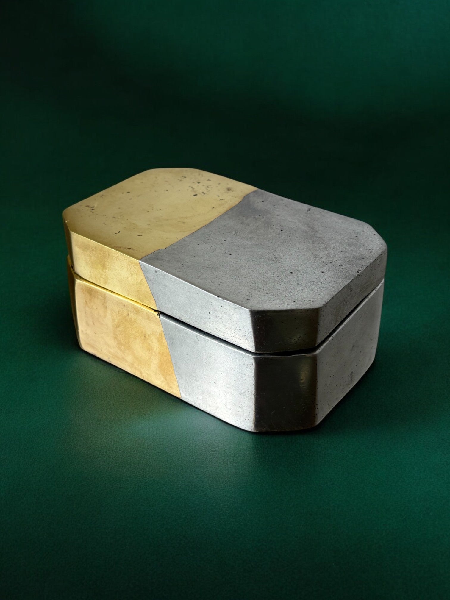 Brutalist Box by Ardisur, Bronze and Aluminum, Spain, 1970s — side angle showing contrasting metallic surfaces