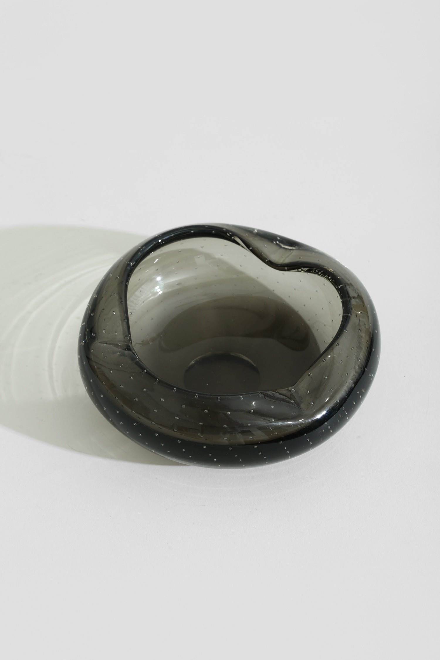Italian Glass Catchall — top view of dark glass dish