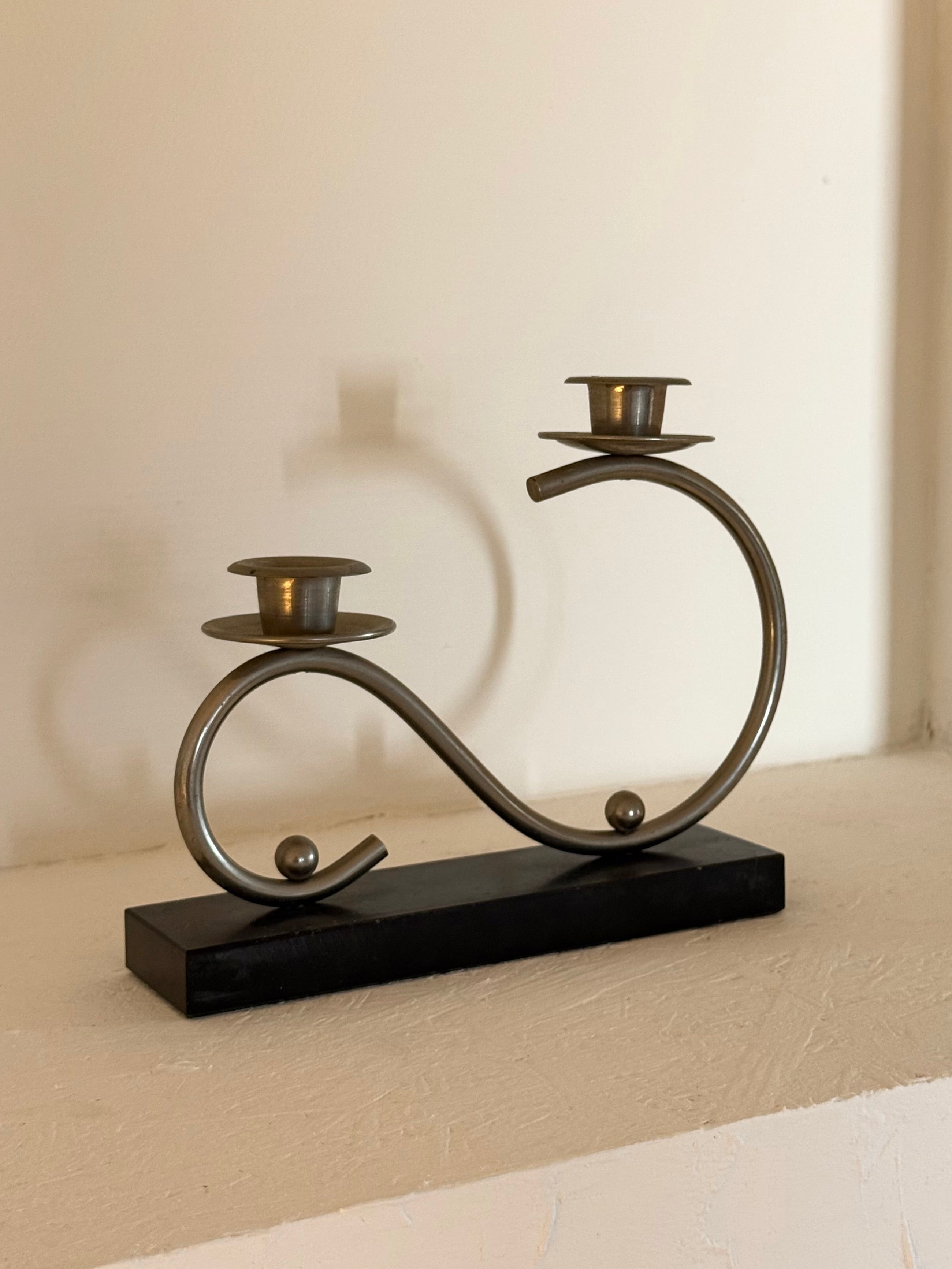 Art Deco candlestick from the 1920s — lifestyle setting