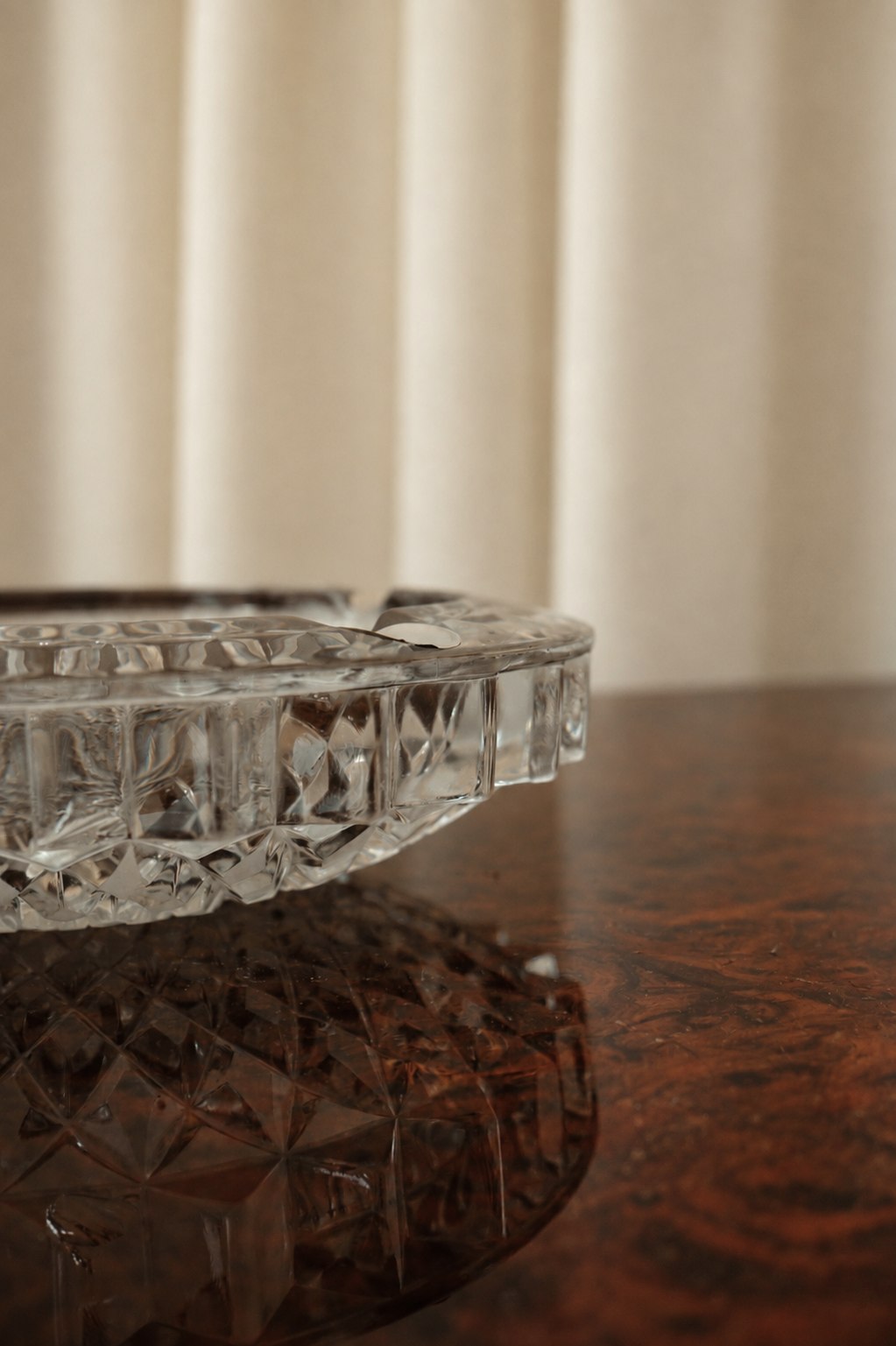 Vintage Cut Crystal Ashtray — lifestyle setting