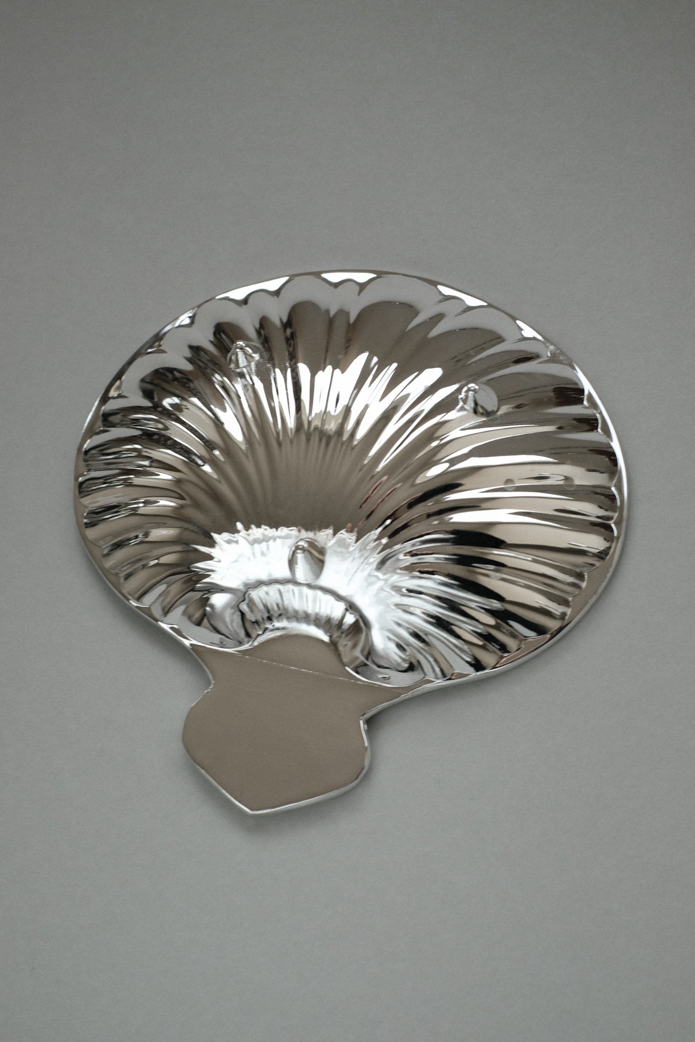 Silver-Plated Shell Tray — top view highlighting reflective surface