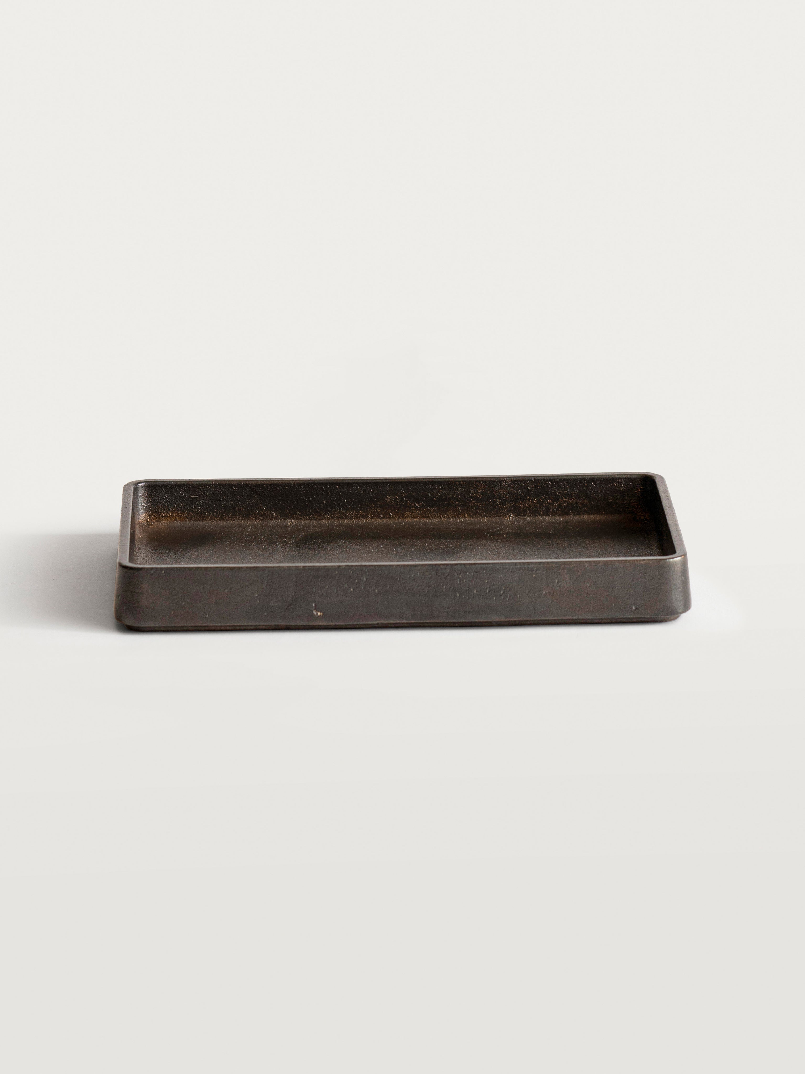 Plato Table Tray — top view of dark metal surface
