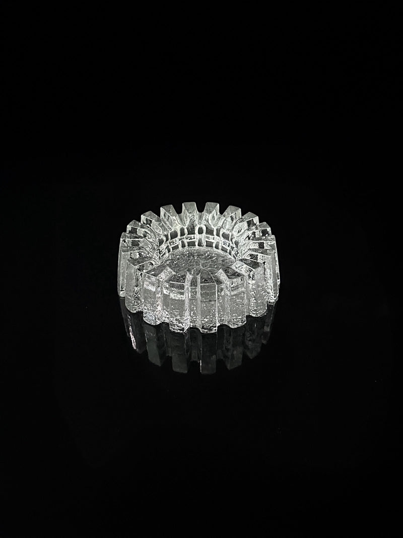 1970s Crystal Glass Brutalist Ashtray by Dodo Vintage | The Oblist — clear glass, vintage design