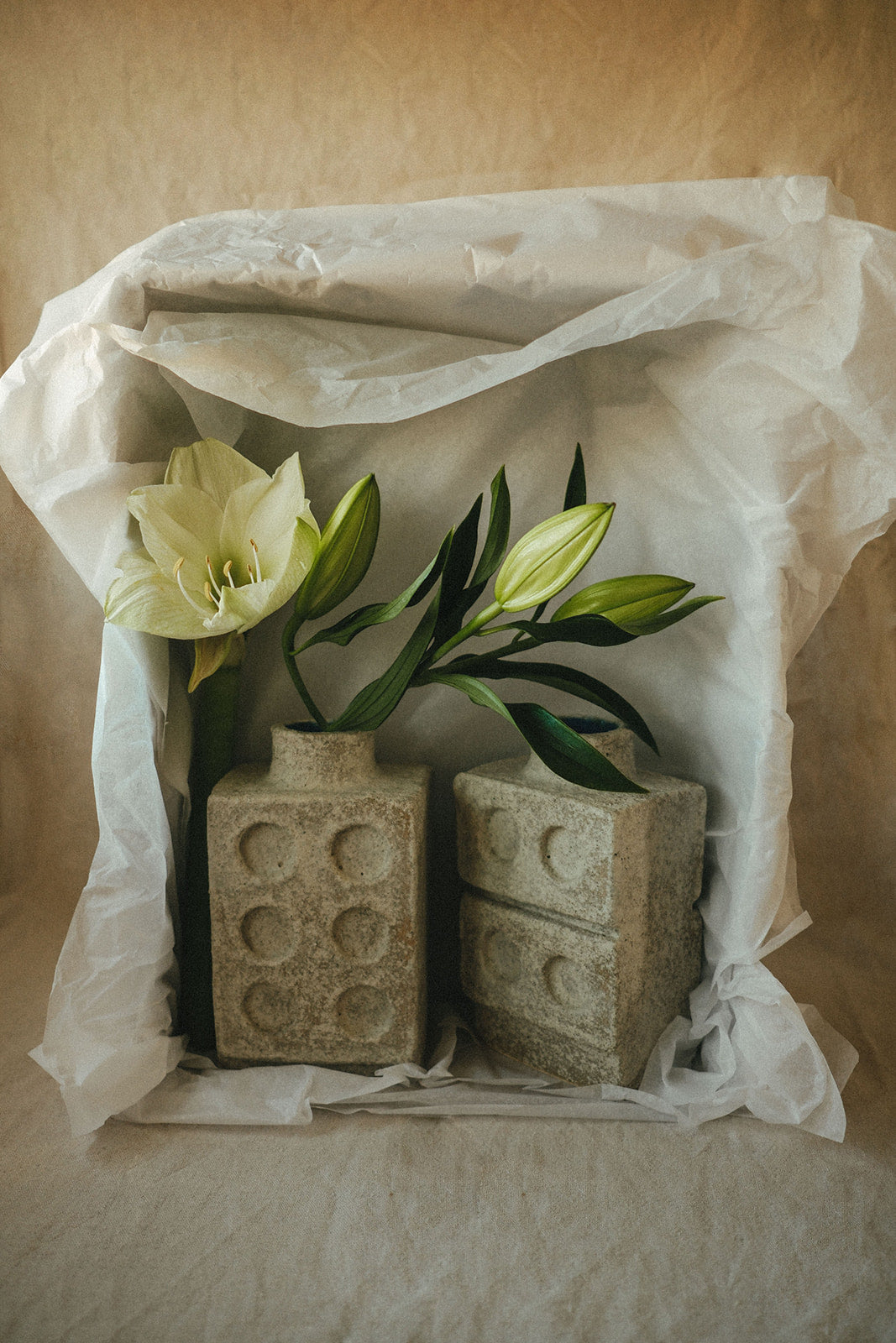 Ceramic vase Brutalist Strange Work - Small Craie 01 - 02 DUO  by lentiez-ceramics | The Oblist
