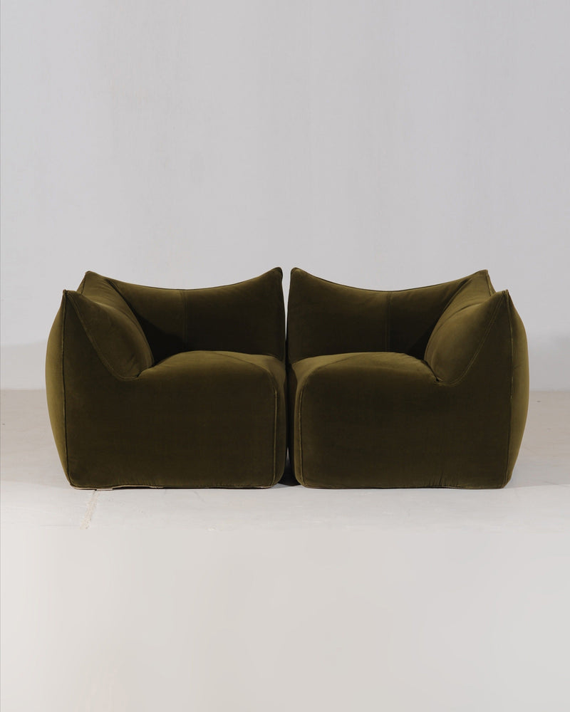 Rare Sectional Sofa 'Le Bambole' by Mario Bellini | The Oblist — olive green velvet upholstery