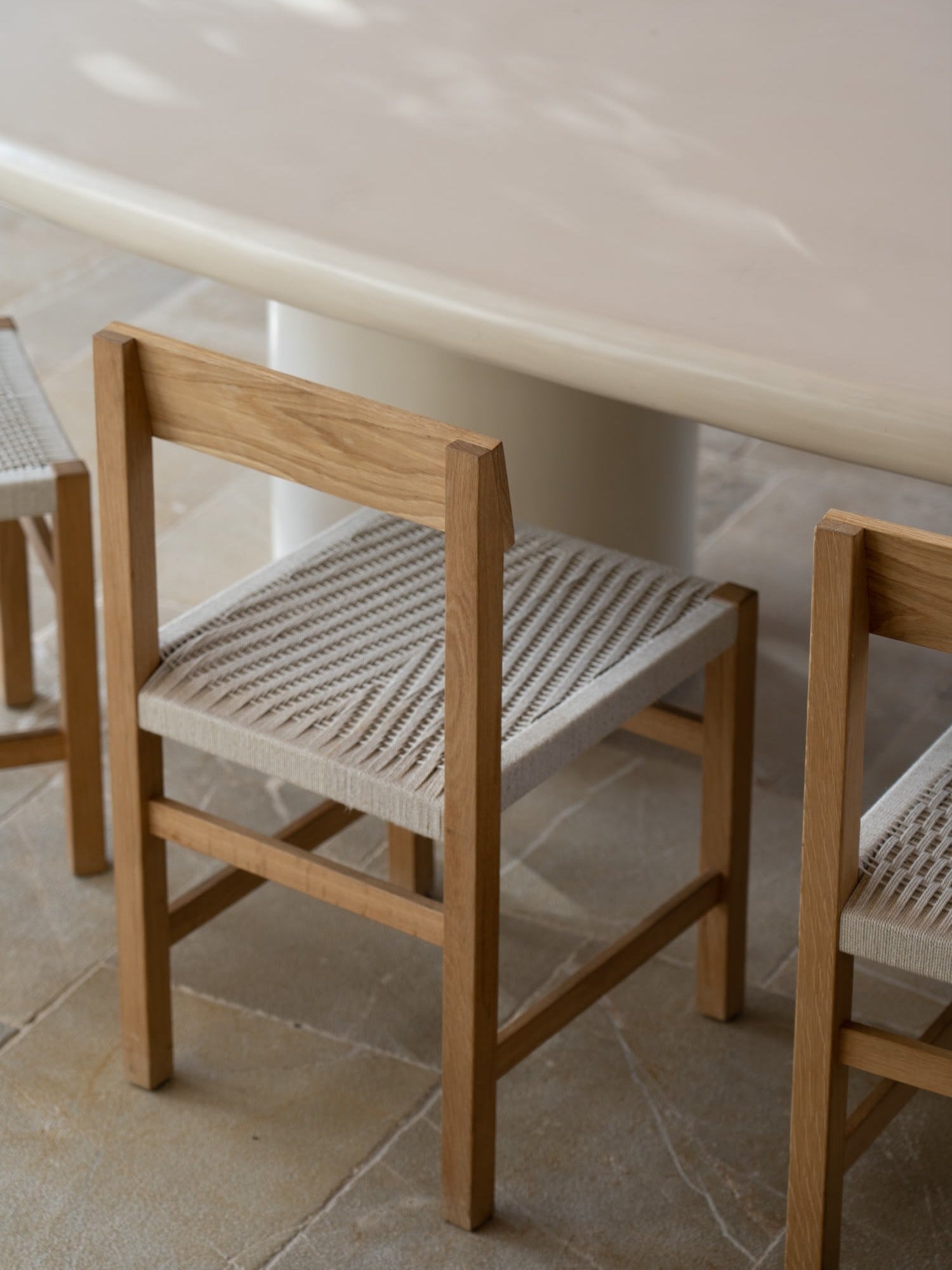 "Cadira.01" Hand woven oak chair — side angle