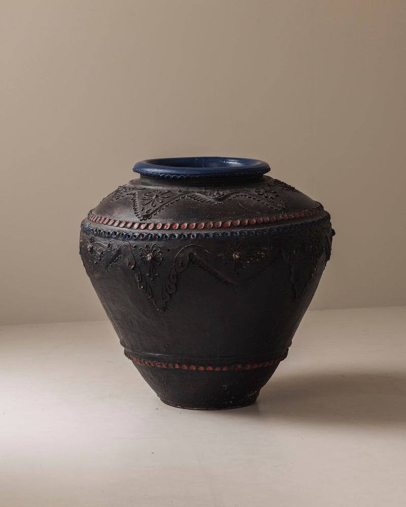Monumental Ceramic Vase from French, 1950s by Modern Living | The Oblist — black textured finish