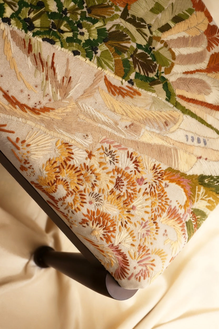 Wood and Fabric and Walnut and Brass Chair - Simorgh II Contemporary Style