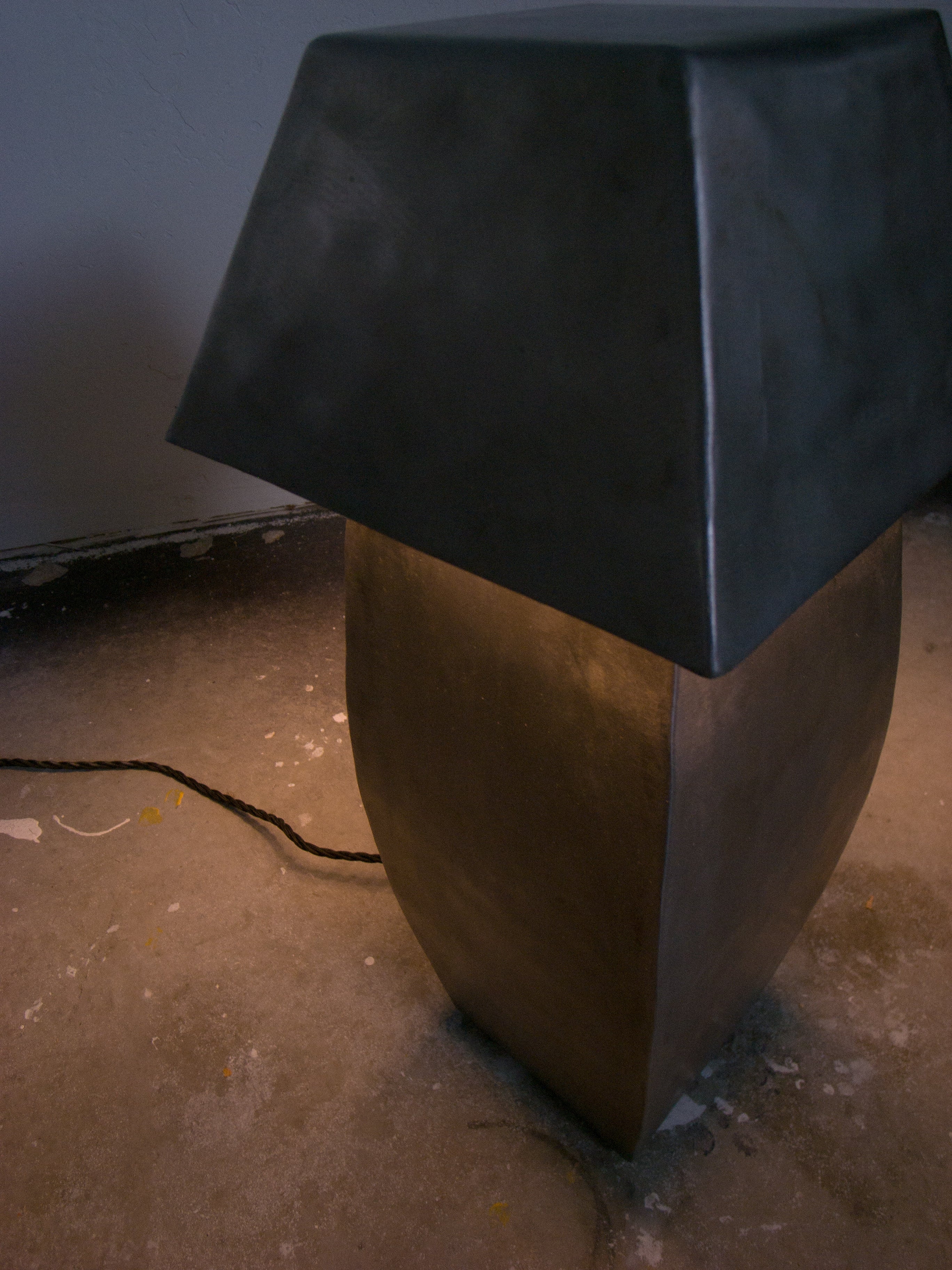 Tall Hammered Steel Lamp