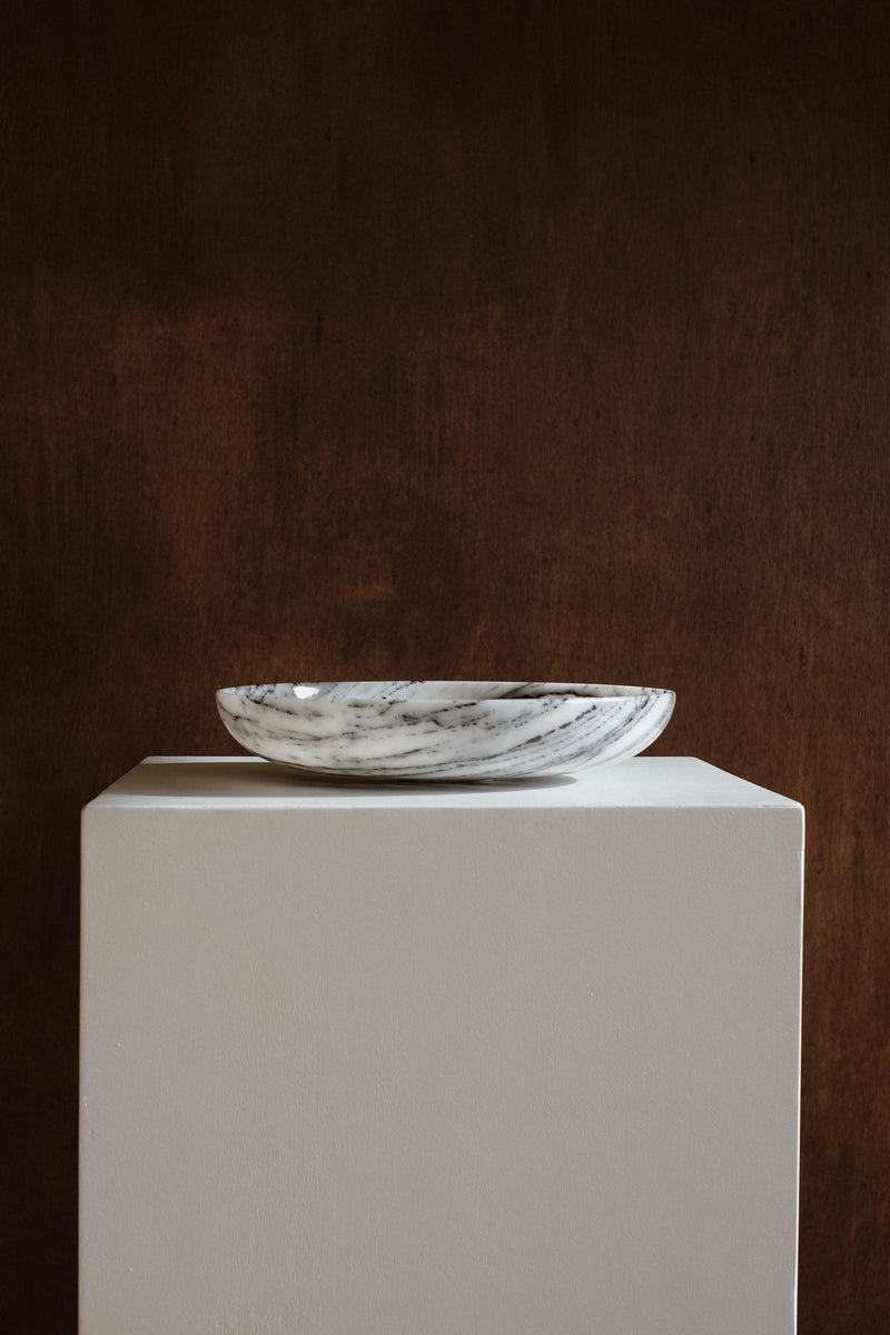 Marble Bowl — side view highlighting white and gray marble pattern