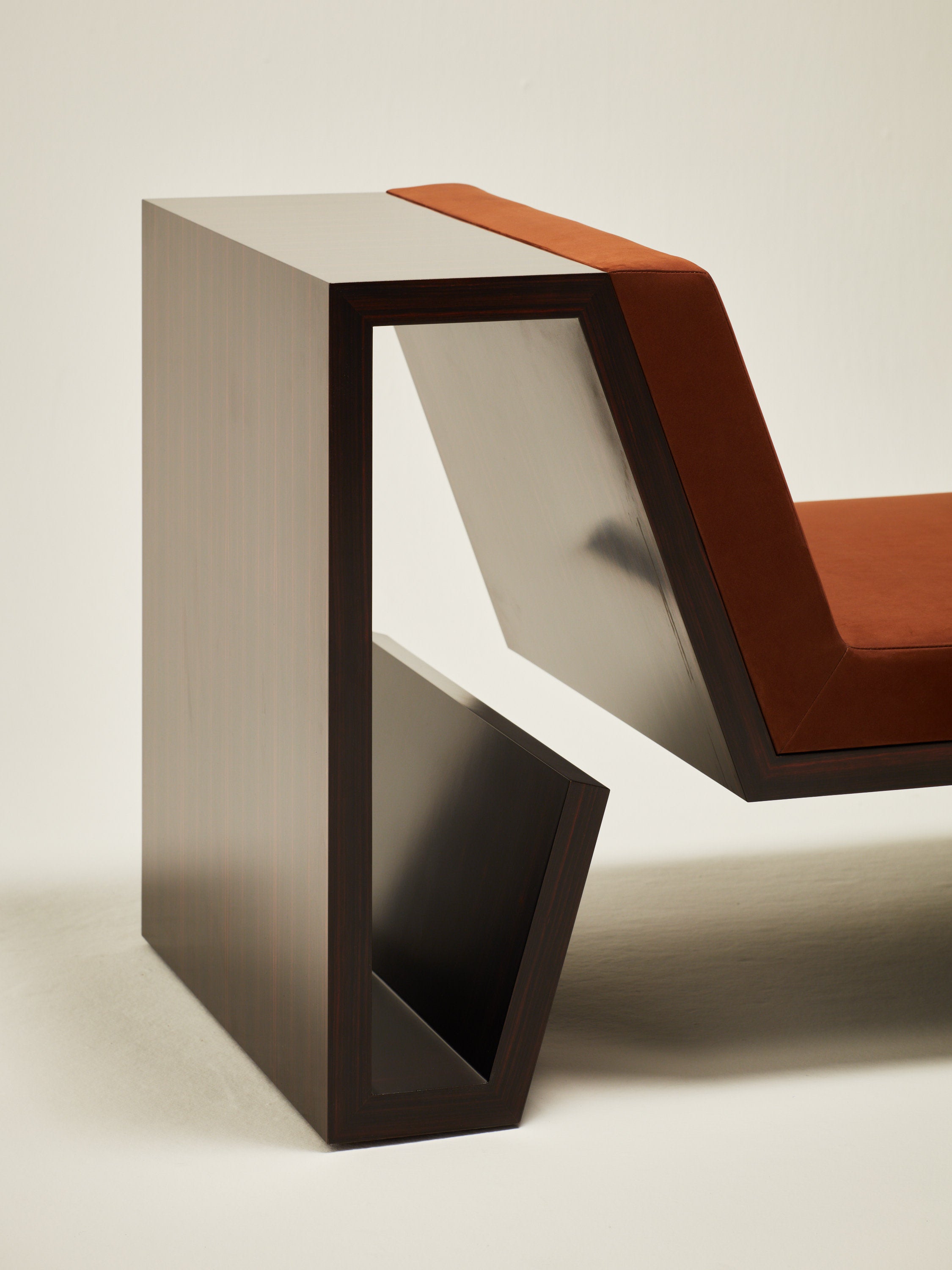 'Continuous' Lounge Chair Handcrafted in Wood Veneer & Leather Upholstery — lifestyle setting