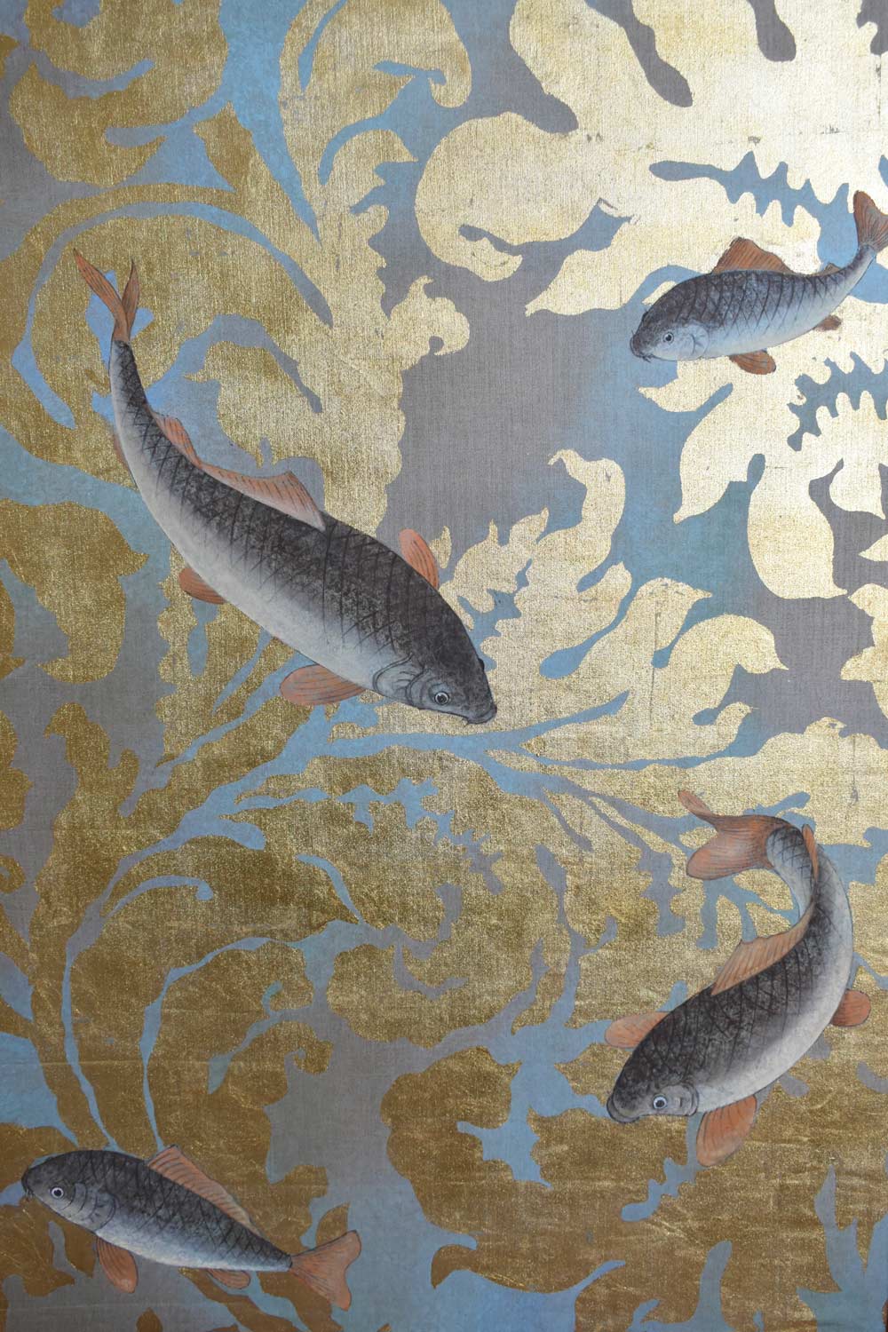 Fishes and foliage print on canvas, 1970s. — detail view