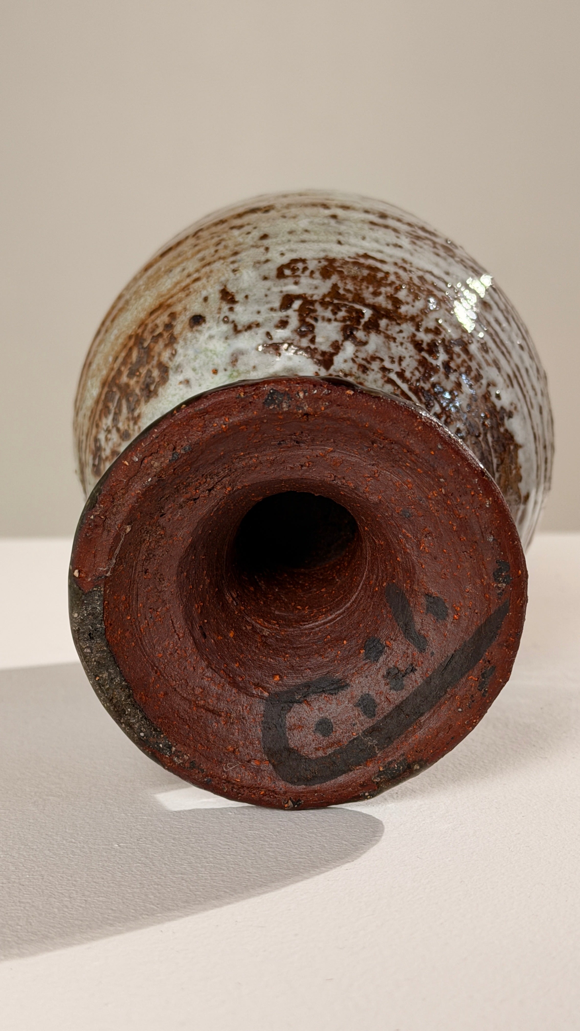 Stoneware Chalice by Cécile Dein, France, circa 1970 — back view highlighting textured glaze and base