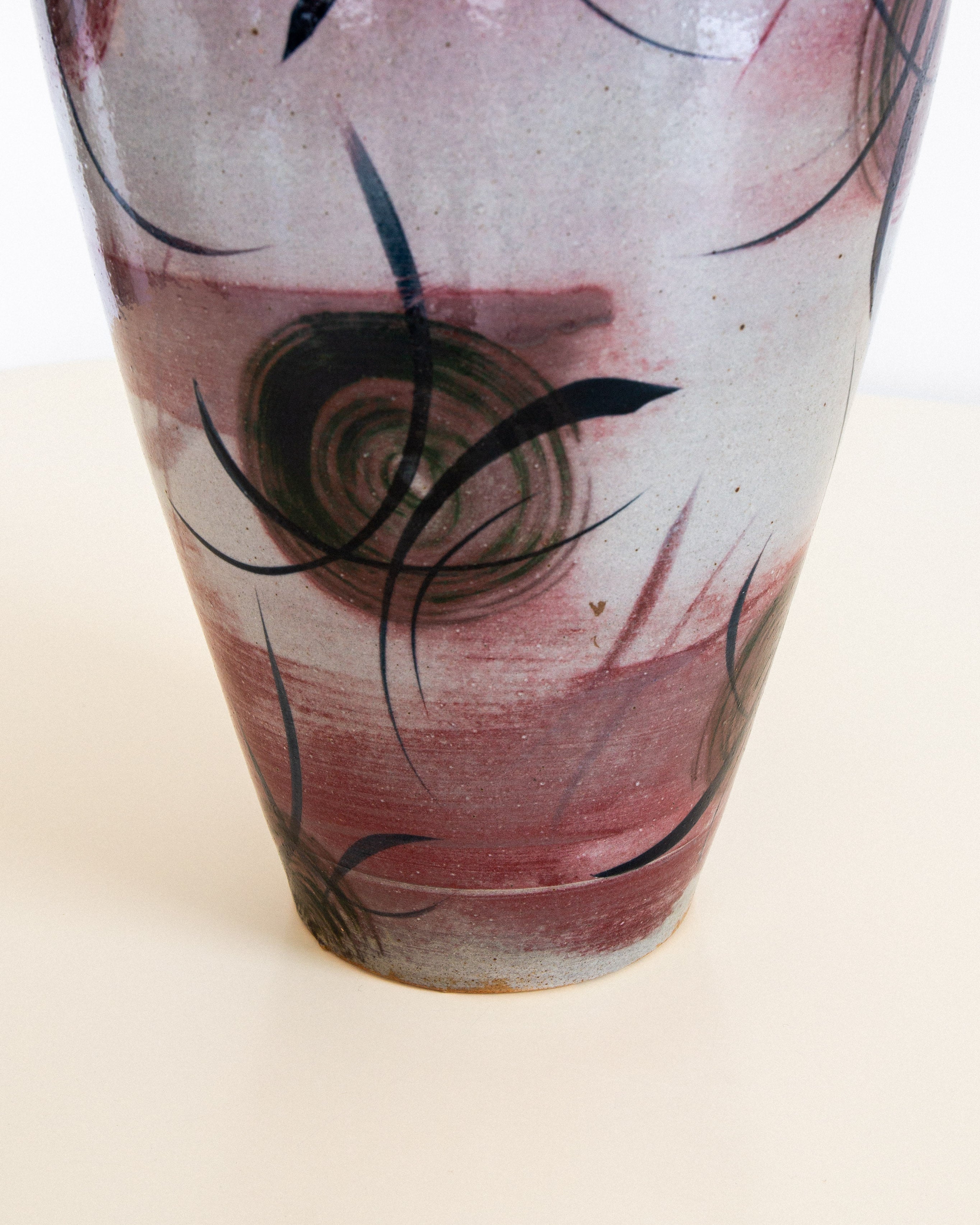 XL Ceramic Floor Vase by Herman Kähler, Denmark, 1930s — close-up of textured ceramic surface
