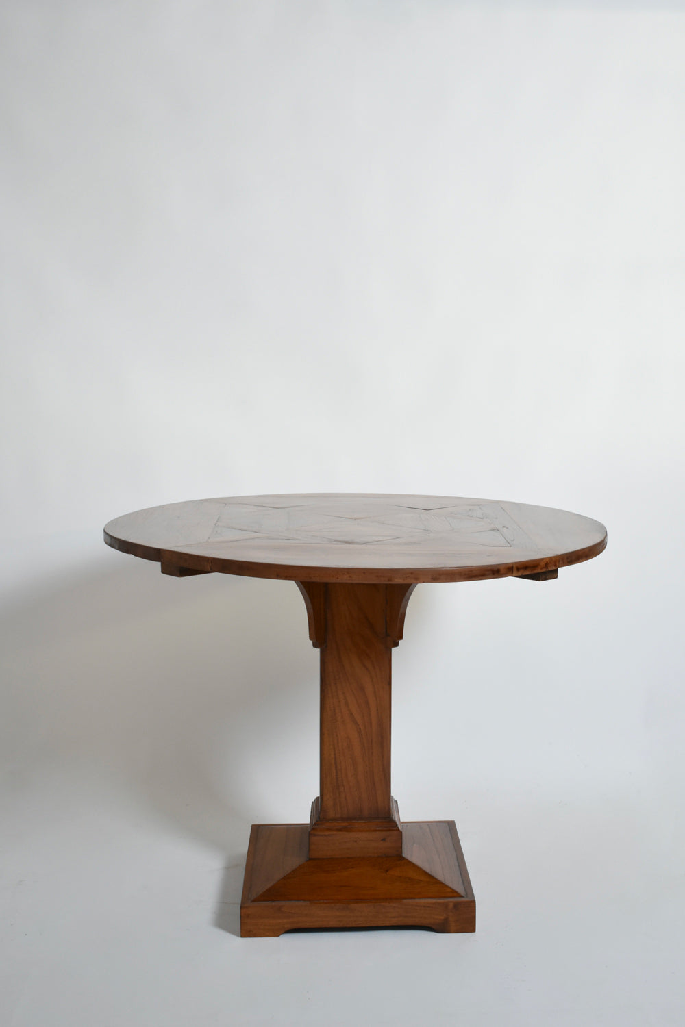 Round Amsterdam School Pedestal Table, 1920s — side angle showing wooden base and round top