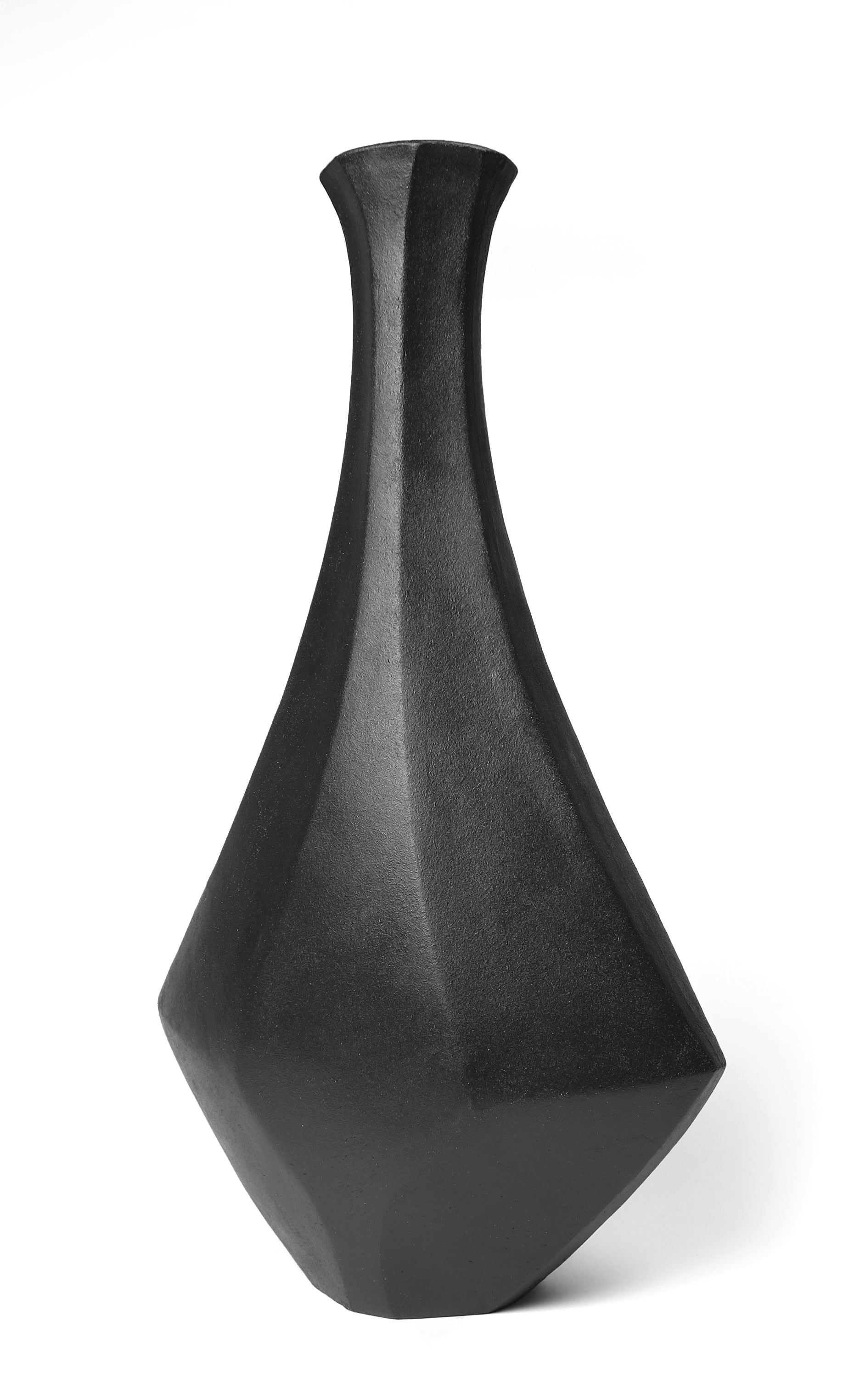 Diamond - Modern Ceramic Vessel in Black Clay — detail view
