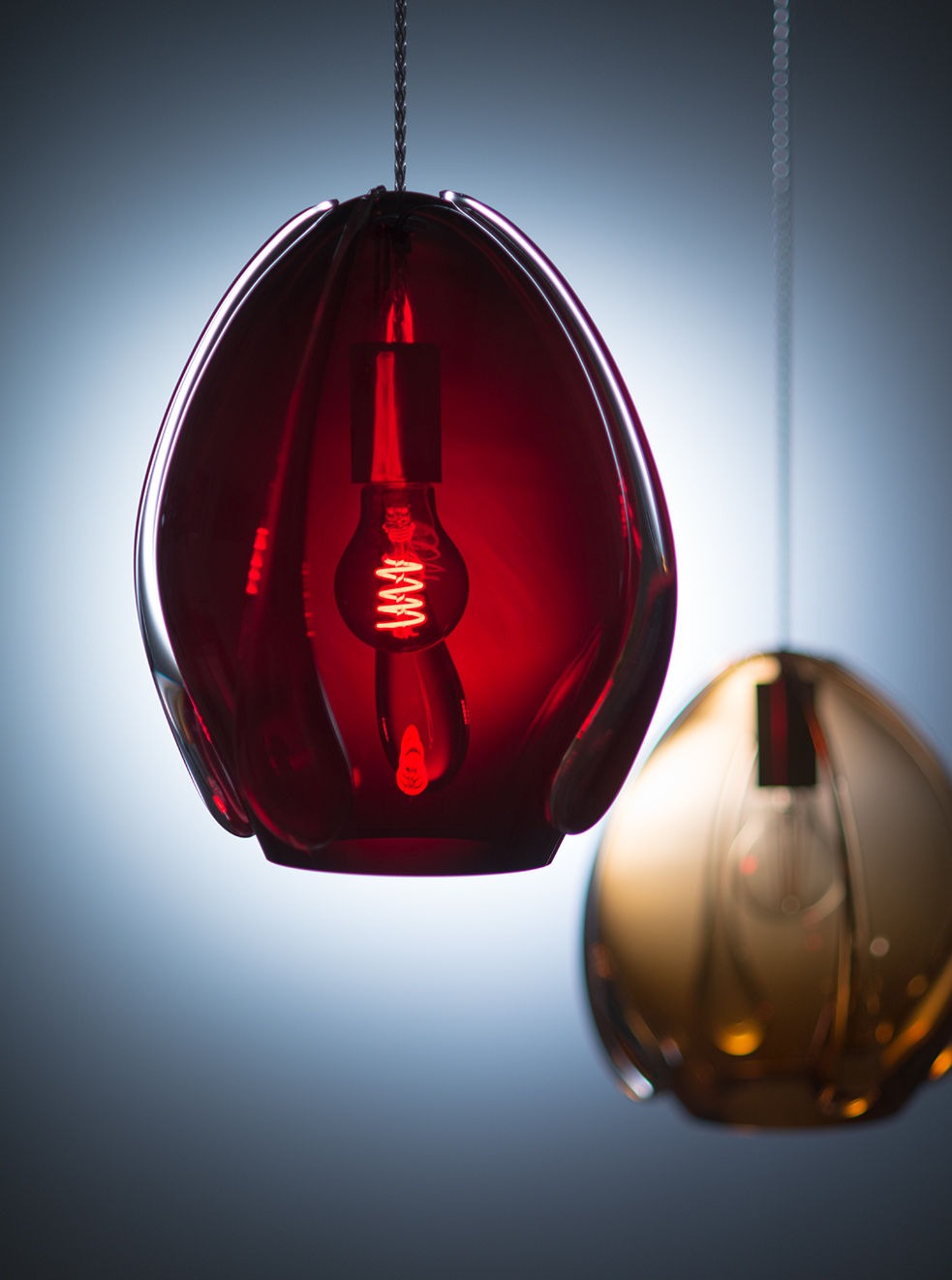Blown Glass Pendant - Ruby Dark — lifestyle setting