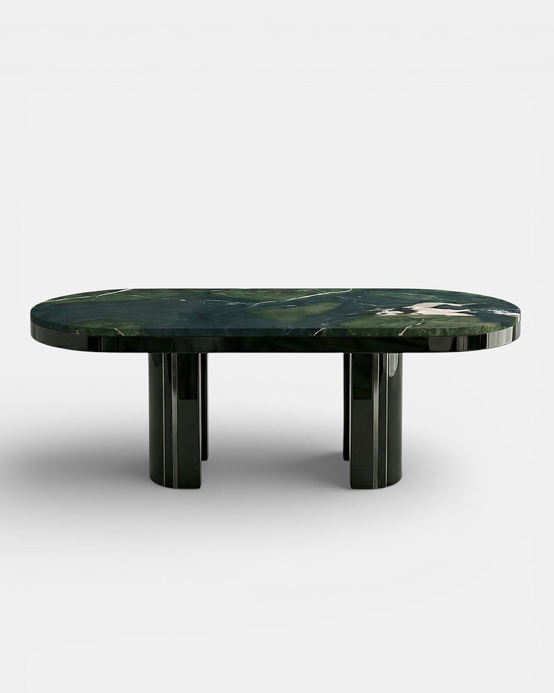 Gio Black And Avocado Marble Dining Table by Marbera | The Oblist