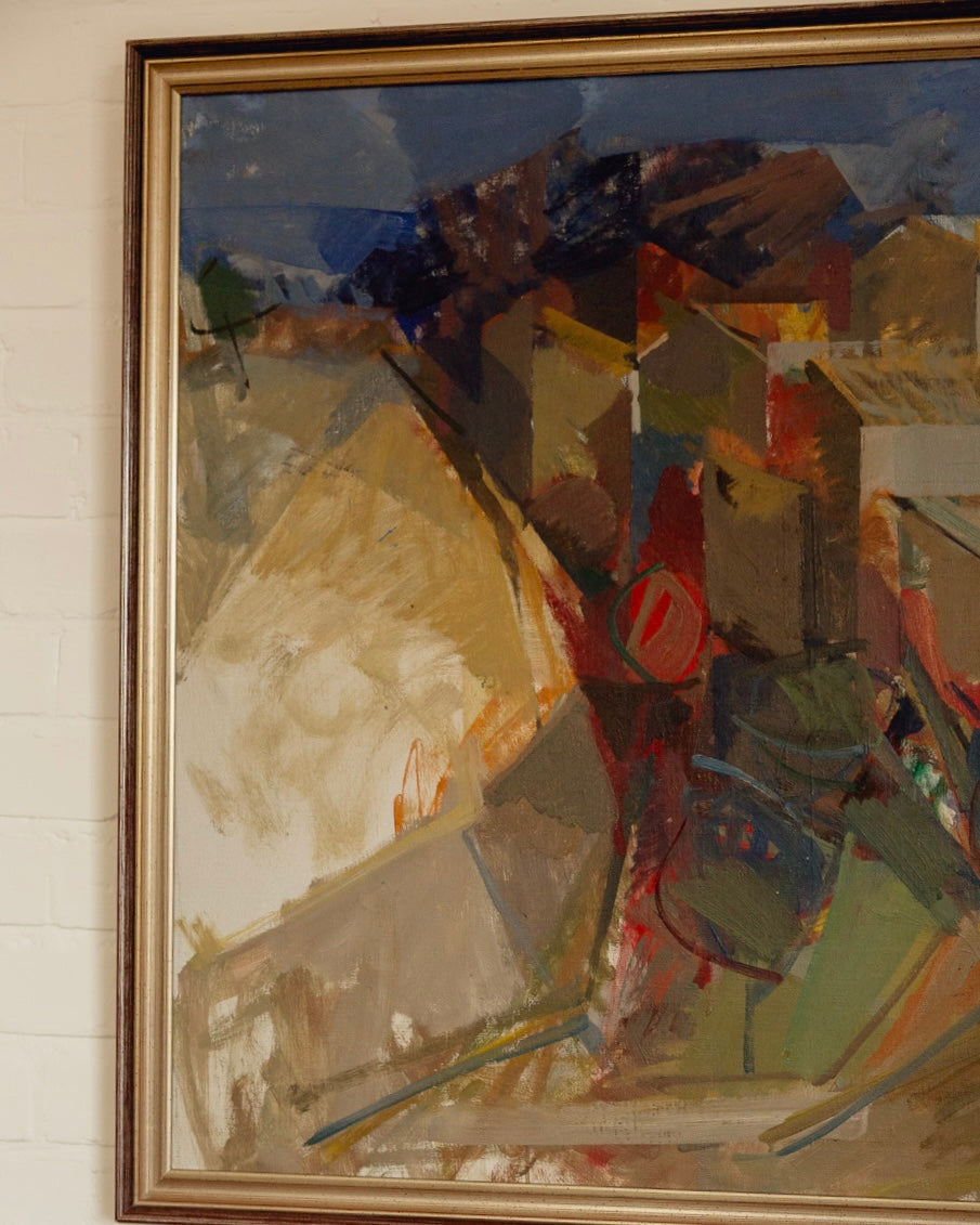 Vintage Oil On Canvas Landscape Painting by Adrian van Arkel — close-up