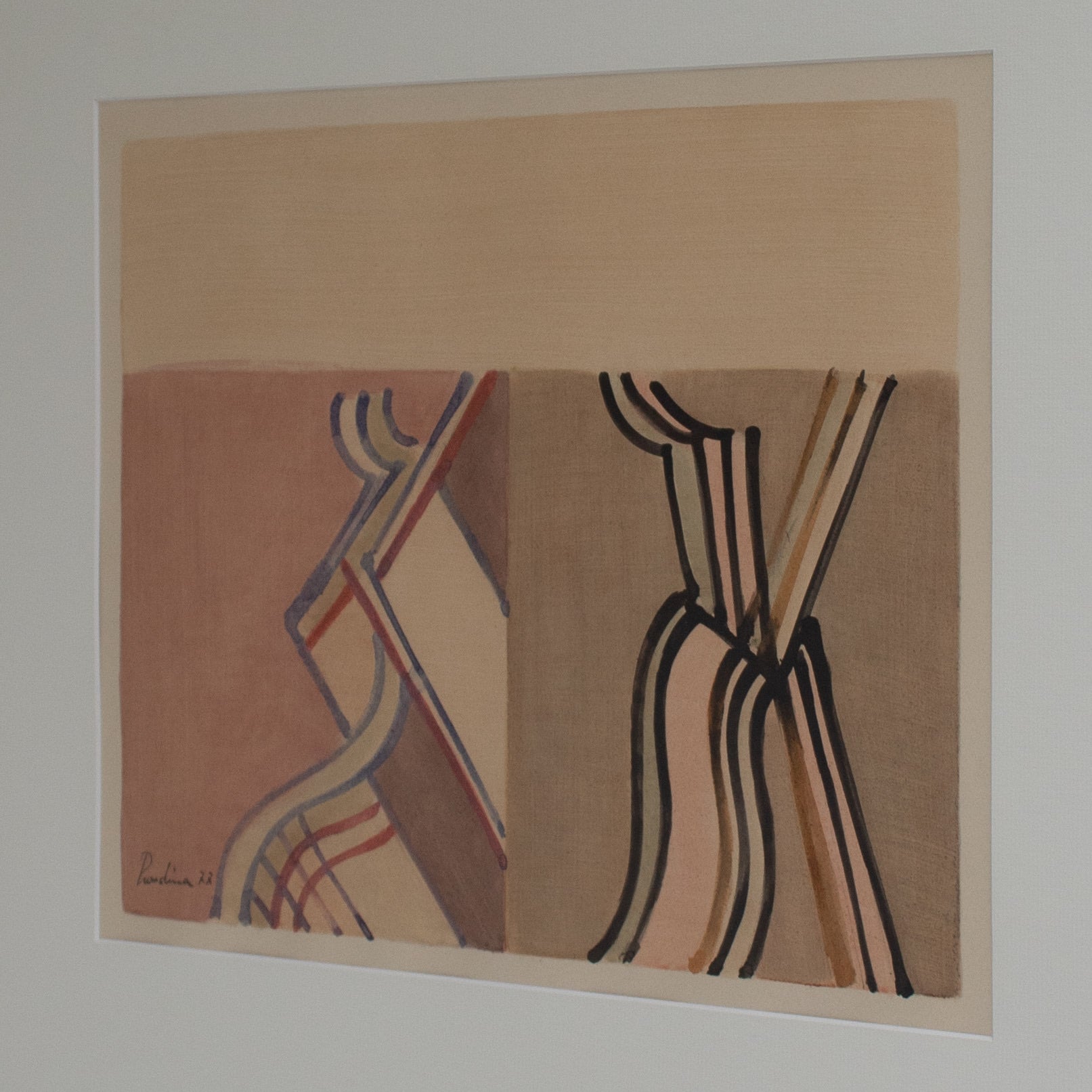 Mid Century Italian Work on Paper — close-up of textured drawing detail
