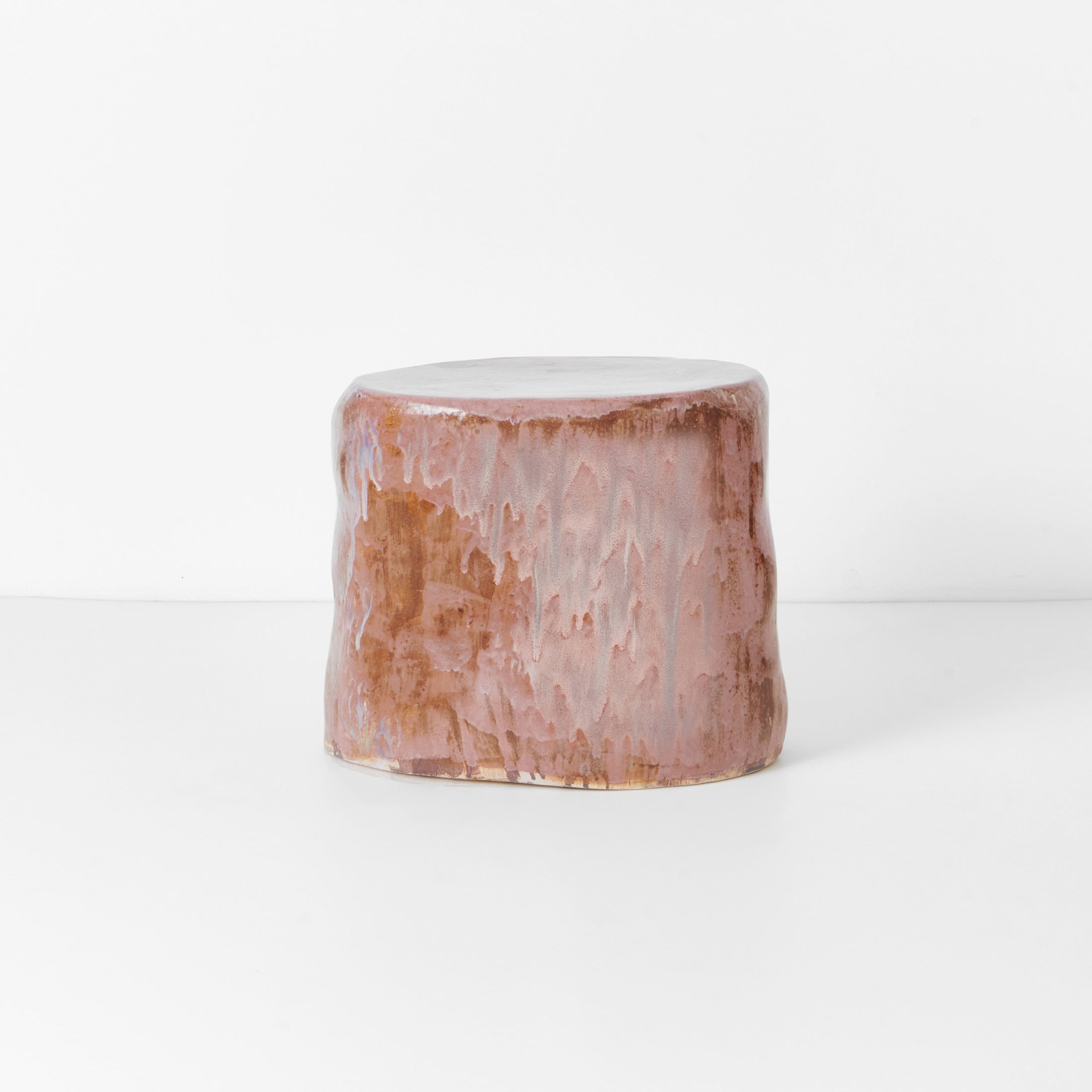 Small Ceramic Side Table — close-up of textured pink ceramic surface