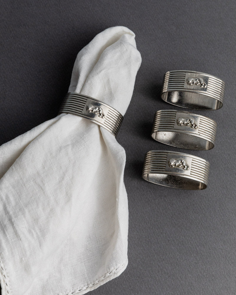 Vintage 1960s Silver Plated Napkin Rings by Bottega Jacobs | The Oblist — ribbed silver design