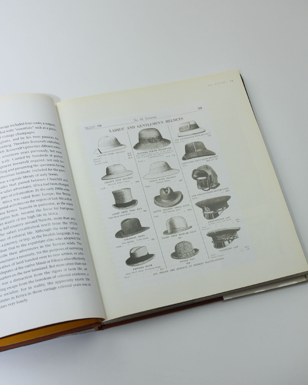 Safari Style' Book — open page showing vintage hat illustrations