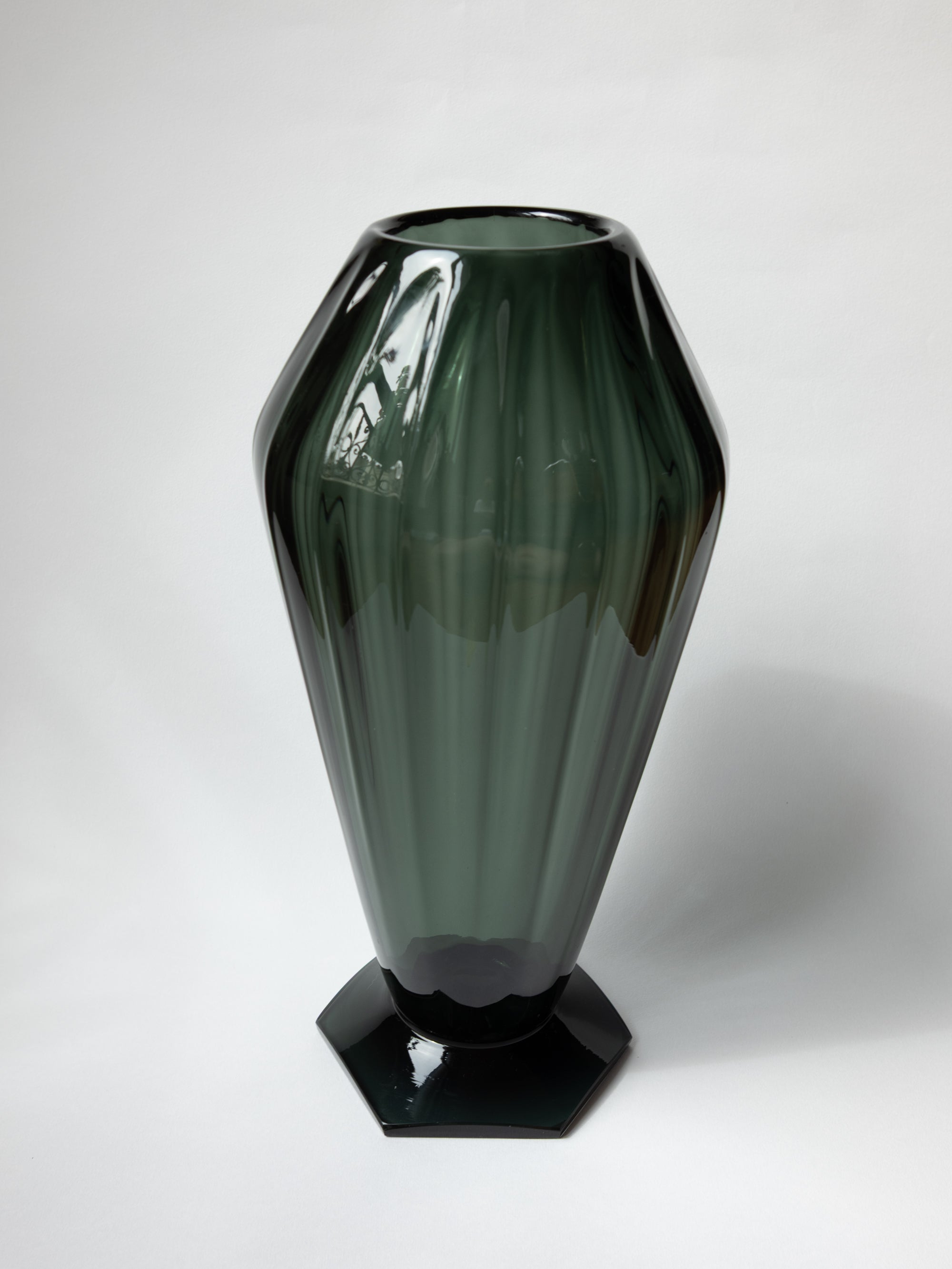 Monumental Faceted Glass Vase by André Delatte - France, c. 1920s — side angle