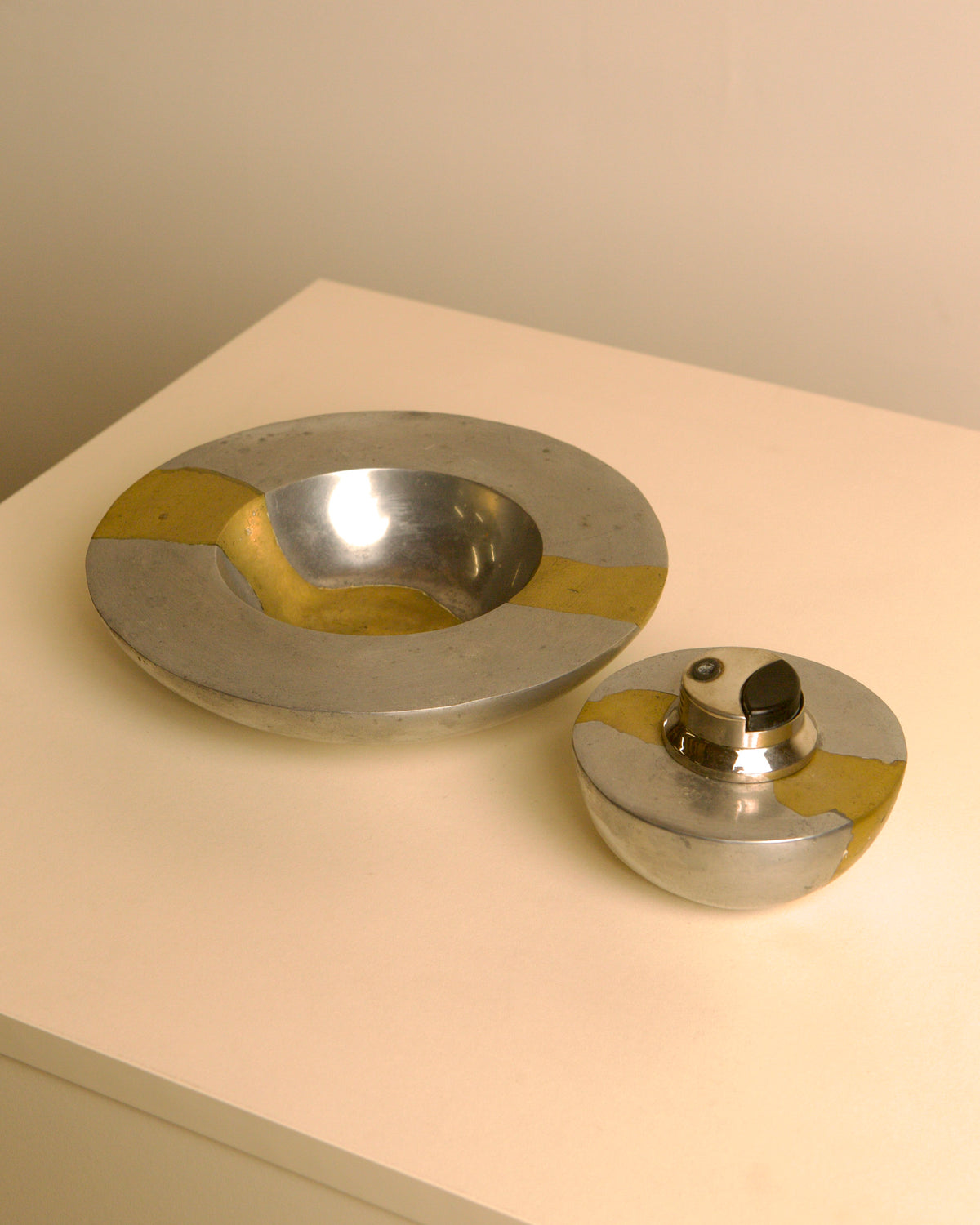 Ashtray and lighter set by David Marshall, 1960s — side angle