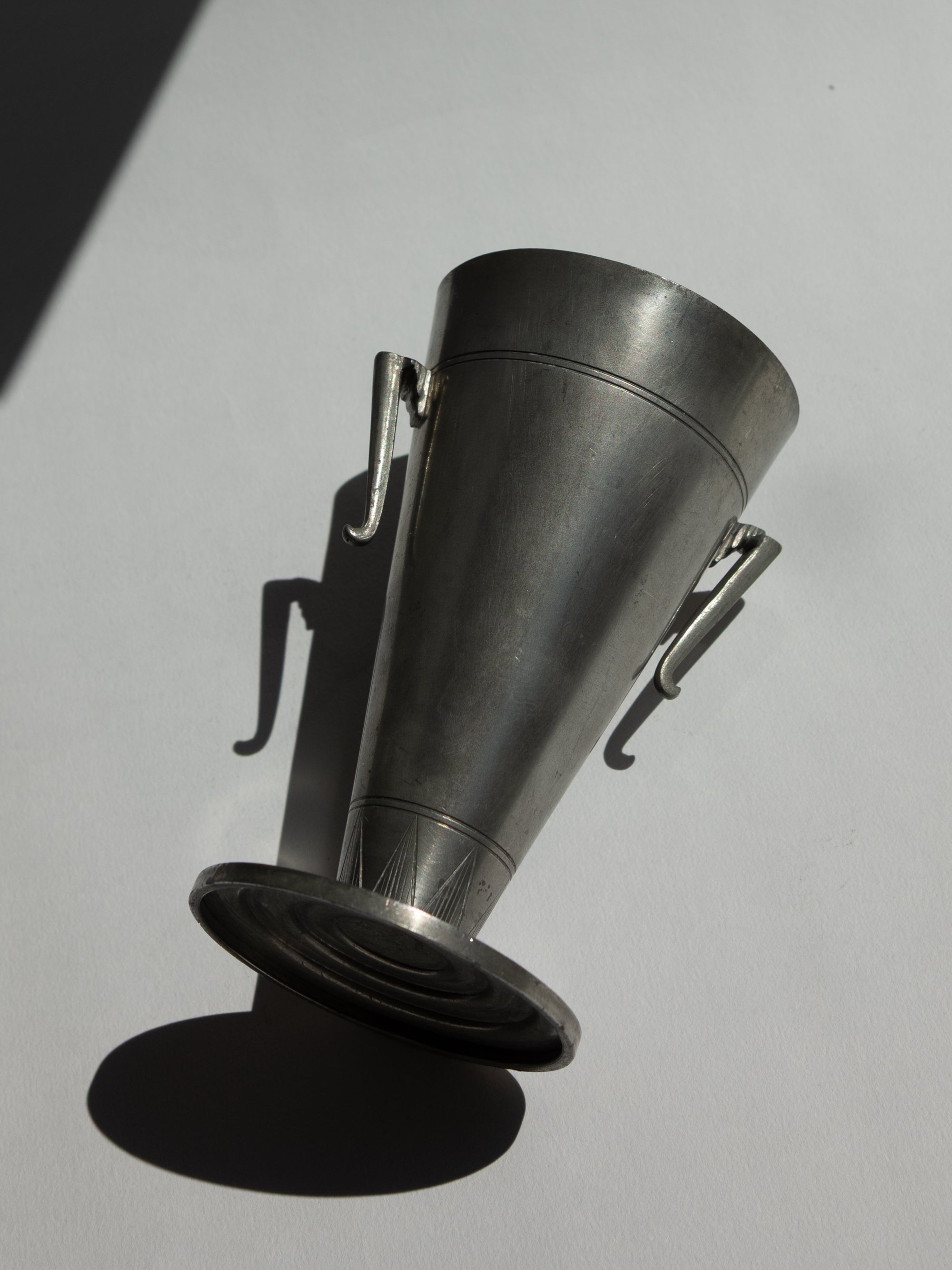 Swedish Grace Pewter Trumpet Vase by Prima Svenskt Tenn, 1930 — close-up