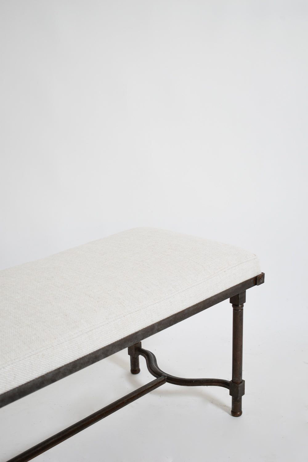 Rectangular wrought iron bench, 1960s — close-up