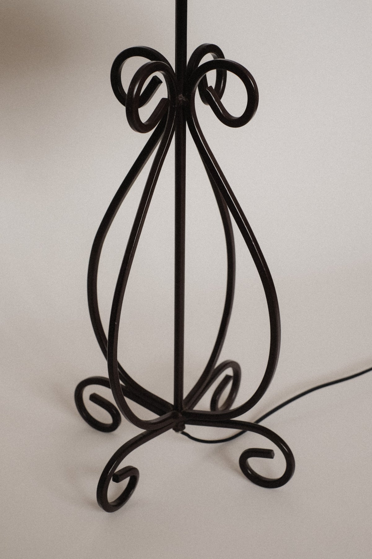 Large Elegant Scrollwork Metal Table Lamp — close-up