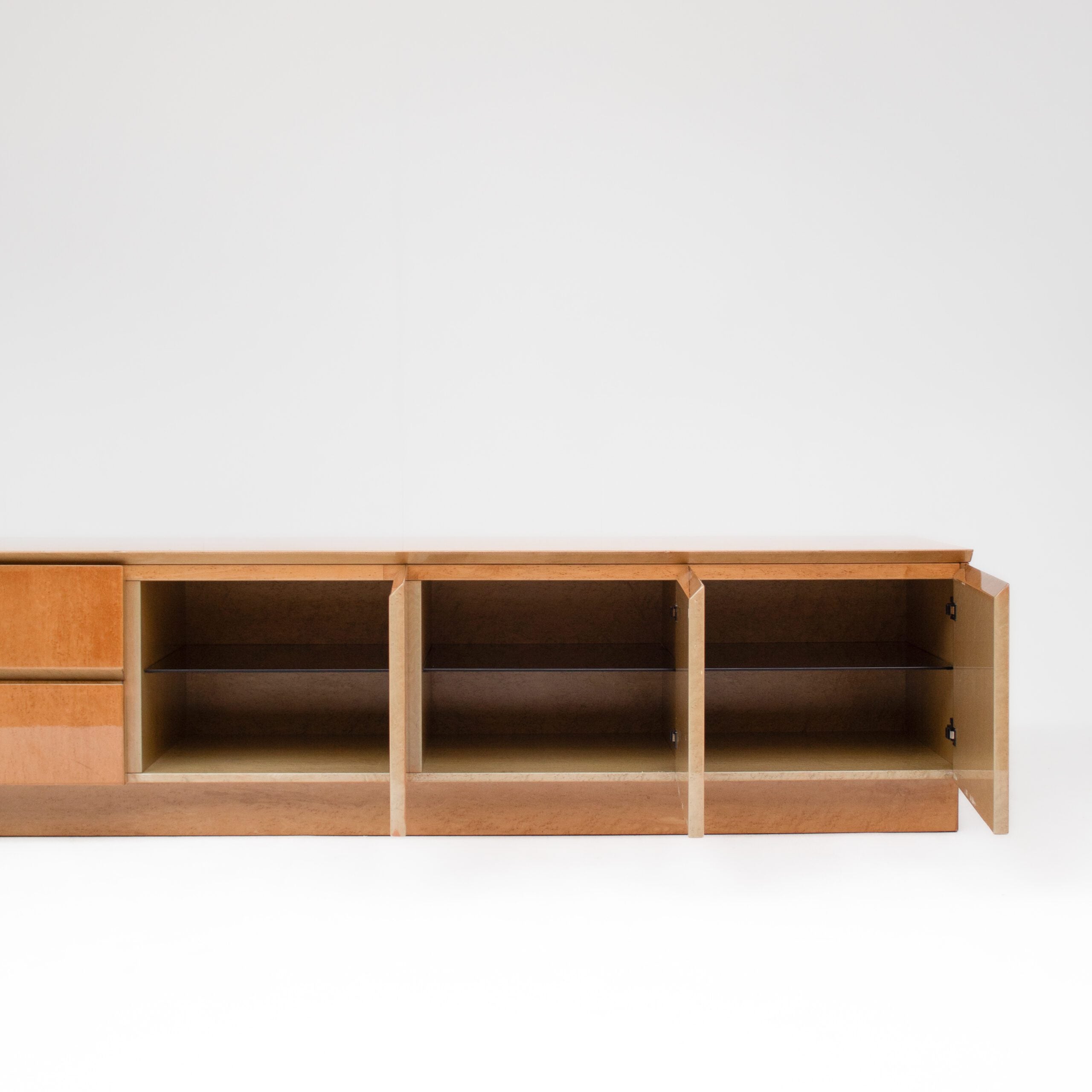 Burl Wood Sideboard by Giovanni Offredi for Saporiti — side angle