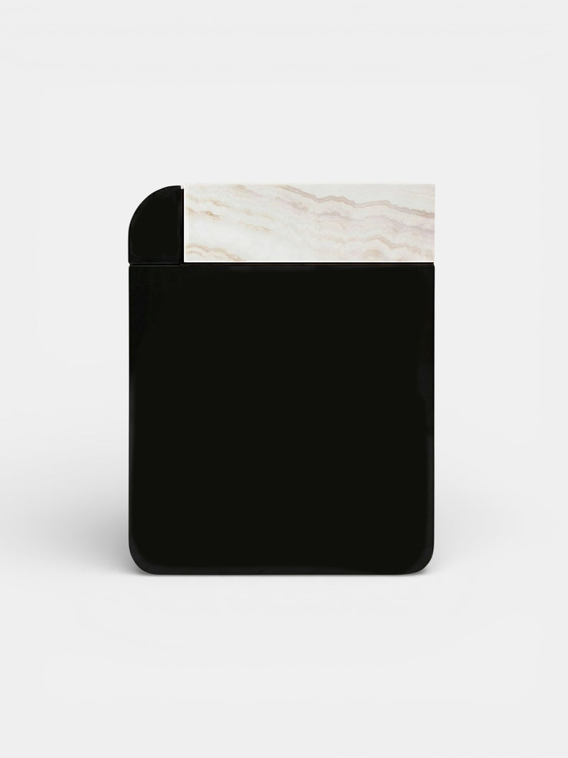 Amo Black Lacquered Wood and Ivory Onyx by Marbera | The Oblist — modern black and ivory materials