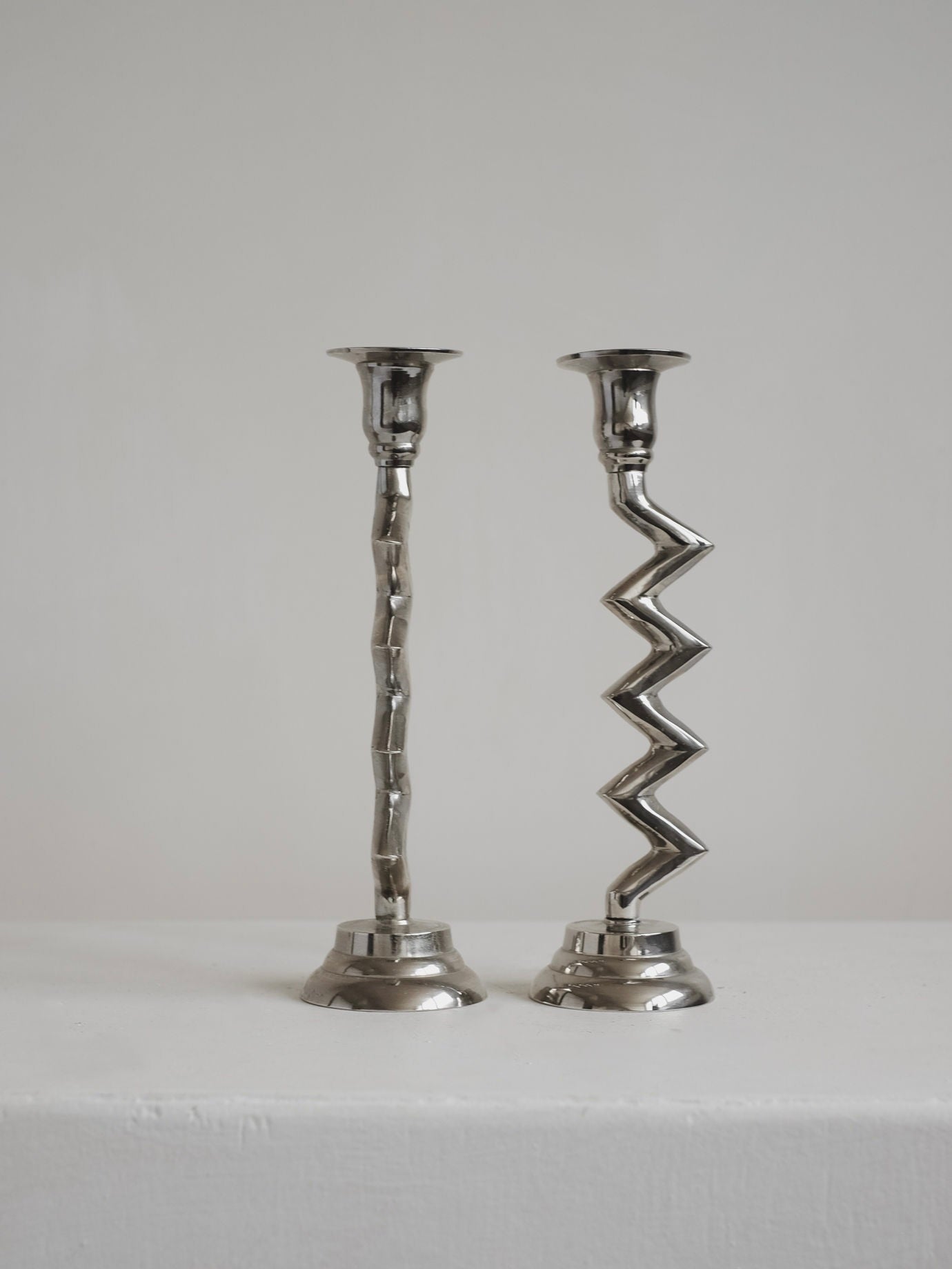 Set of Zigzag Candleholders — side angle